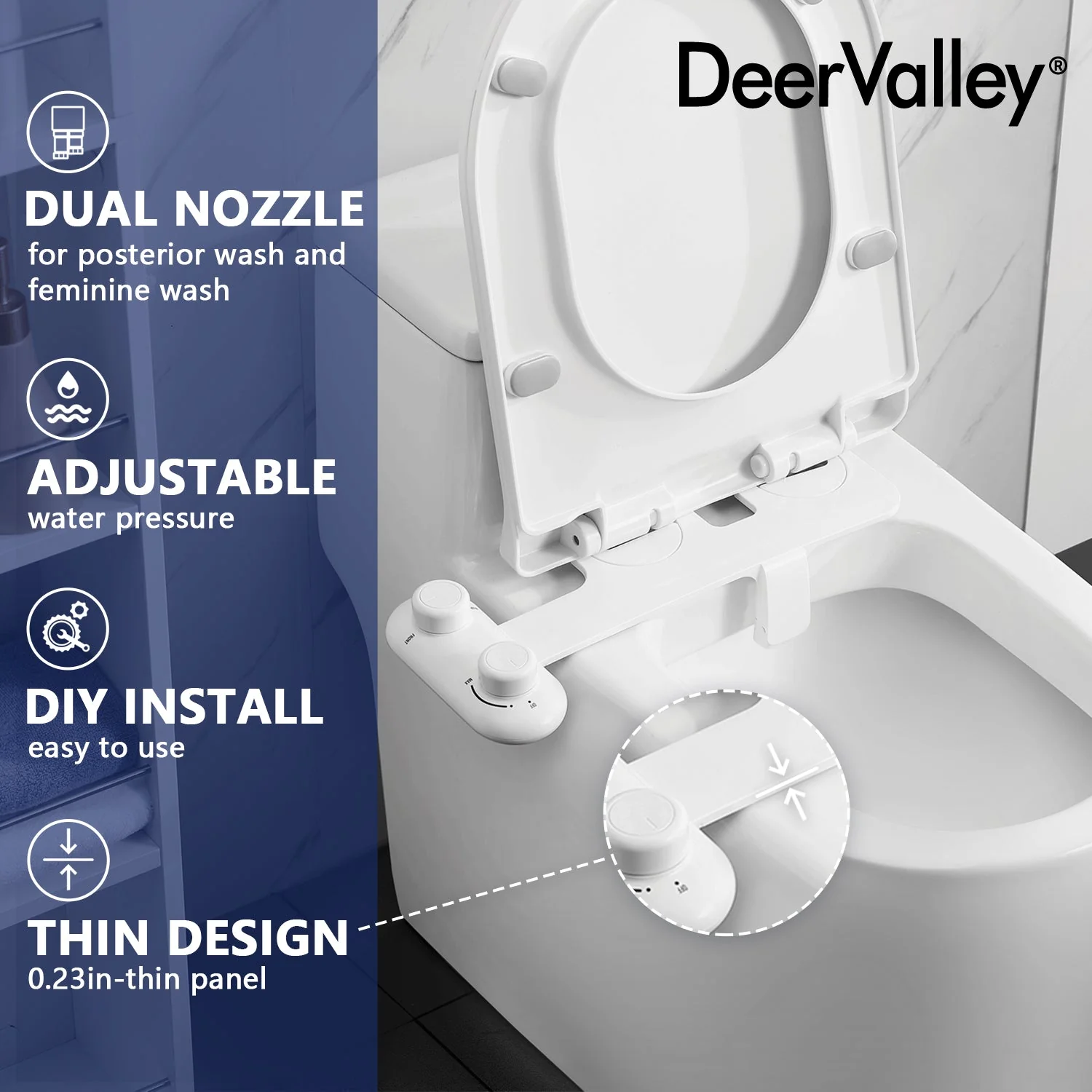 DeerValley DV-1B0095 Elongated Toilet Seat Bidet - Image 15