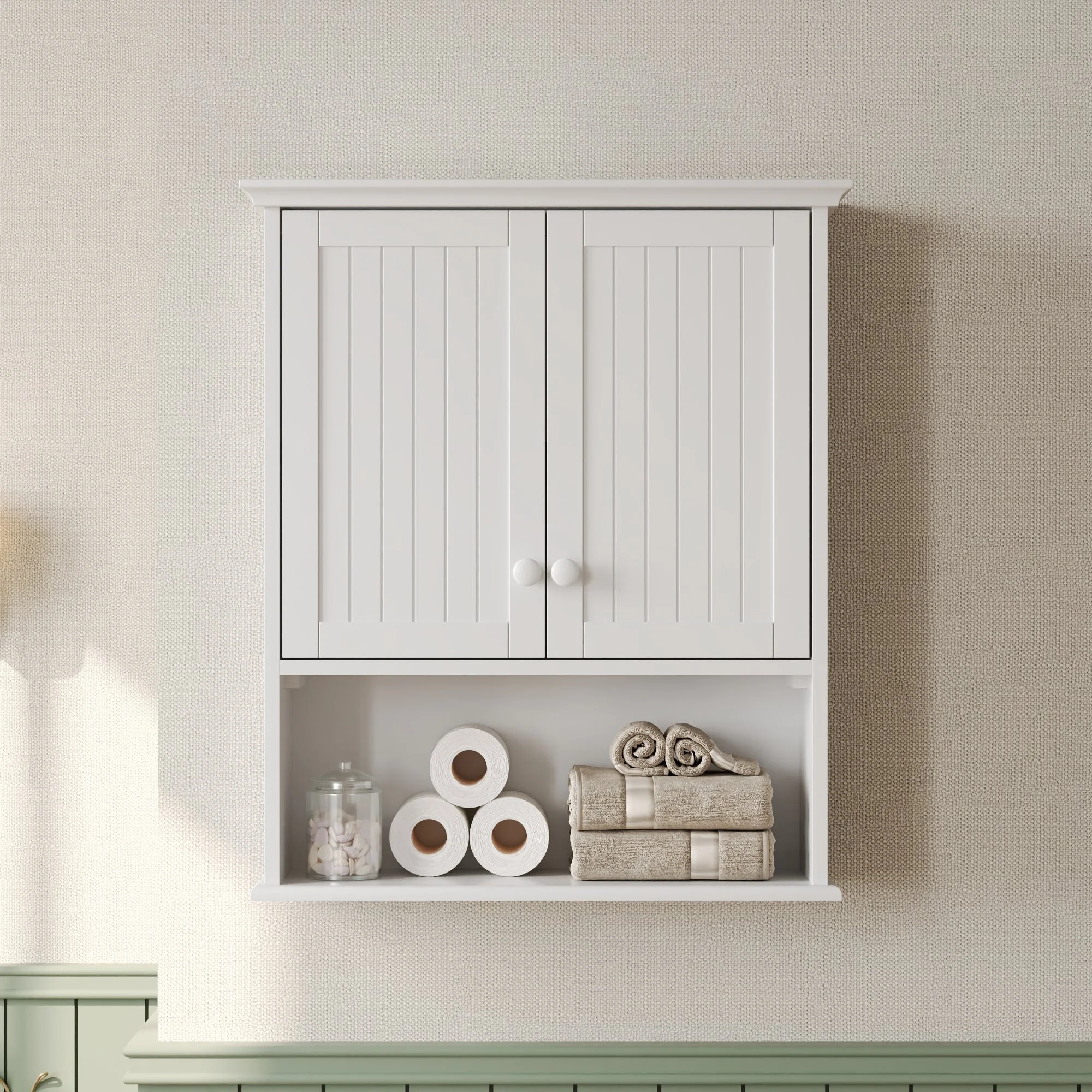 DeerValley Two-door Bathroom Cabinet, Wooden Wall Mounted Medicine Cabinet for Bathroom, White - Image 11