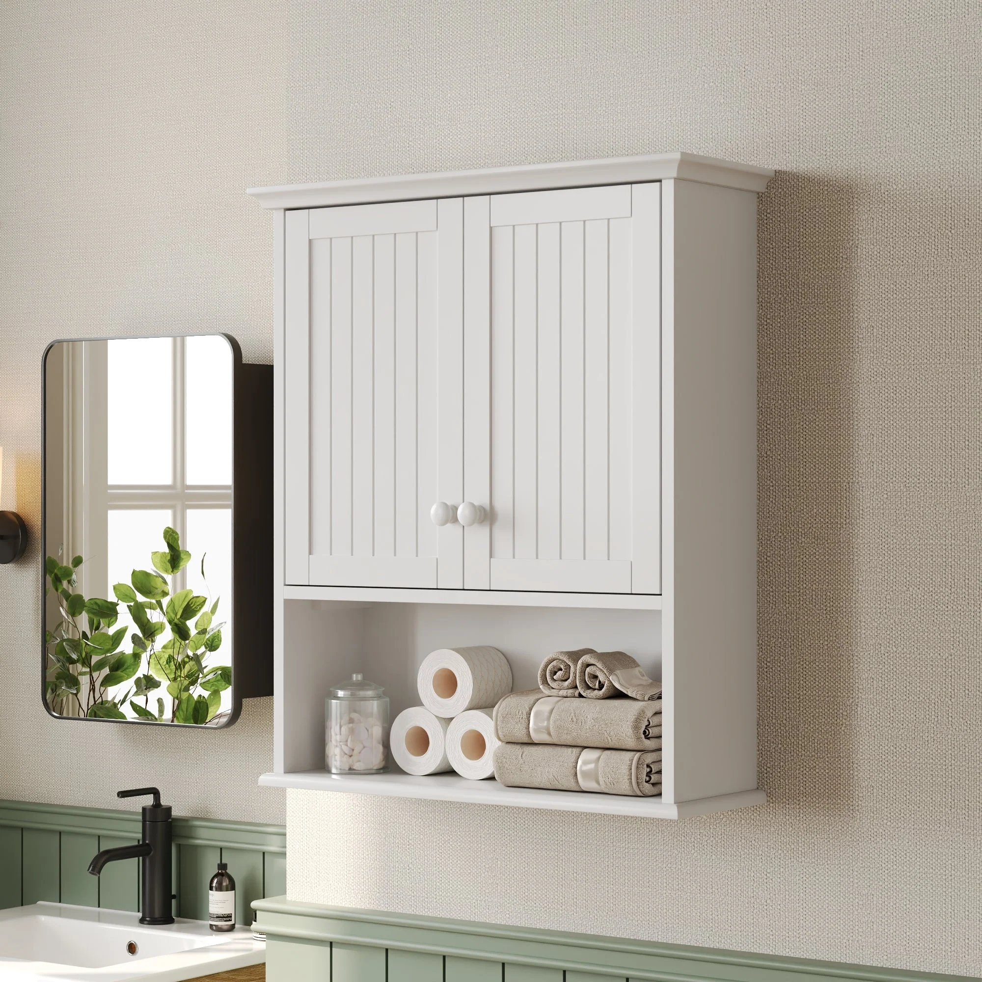 DeerValley Two-door Bathroom Cabinet, Wooden Wall Mounted Medicine Cabinet for Bathroom, White - Image 12