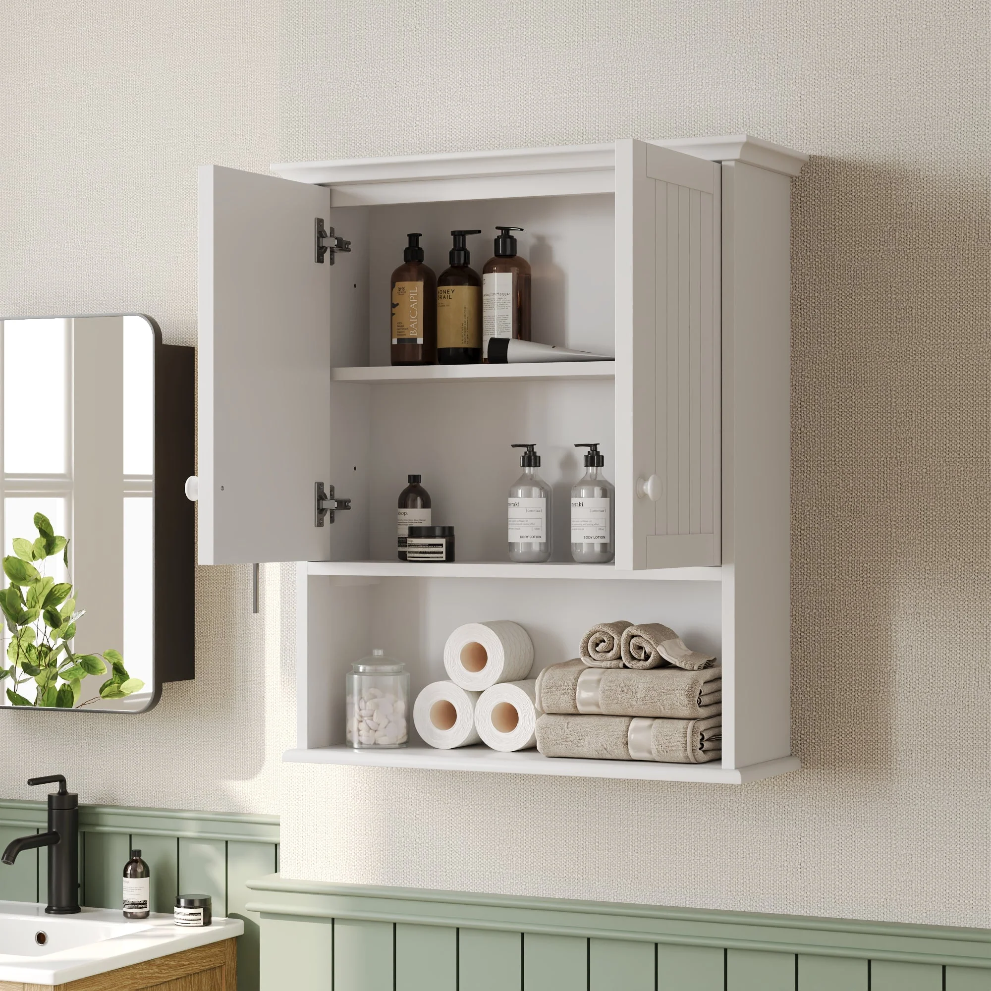 DeerValley Two-door Bathroom Cabinet, Wooden Wall Mounted Medicine Cabinet for Bathroom, White - Image 14