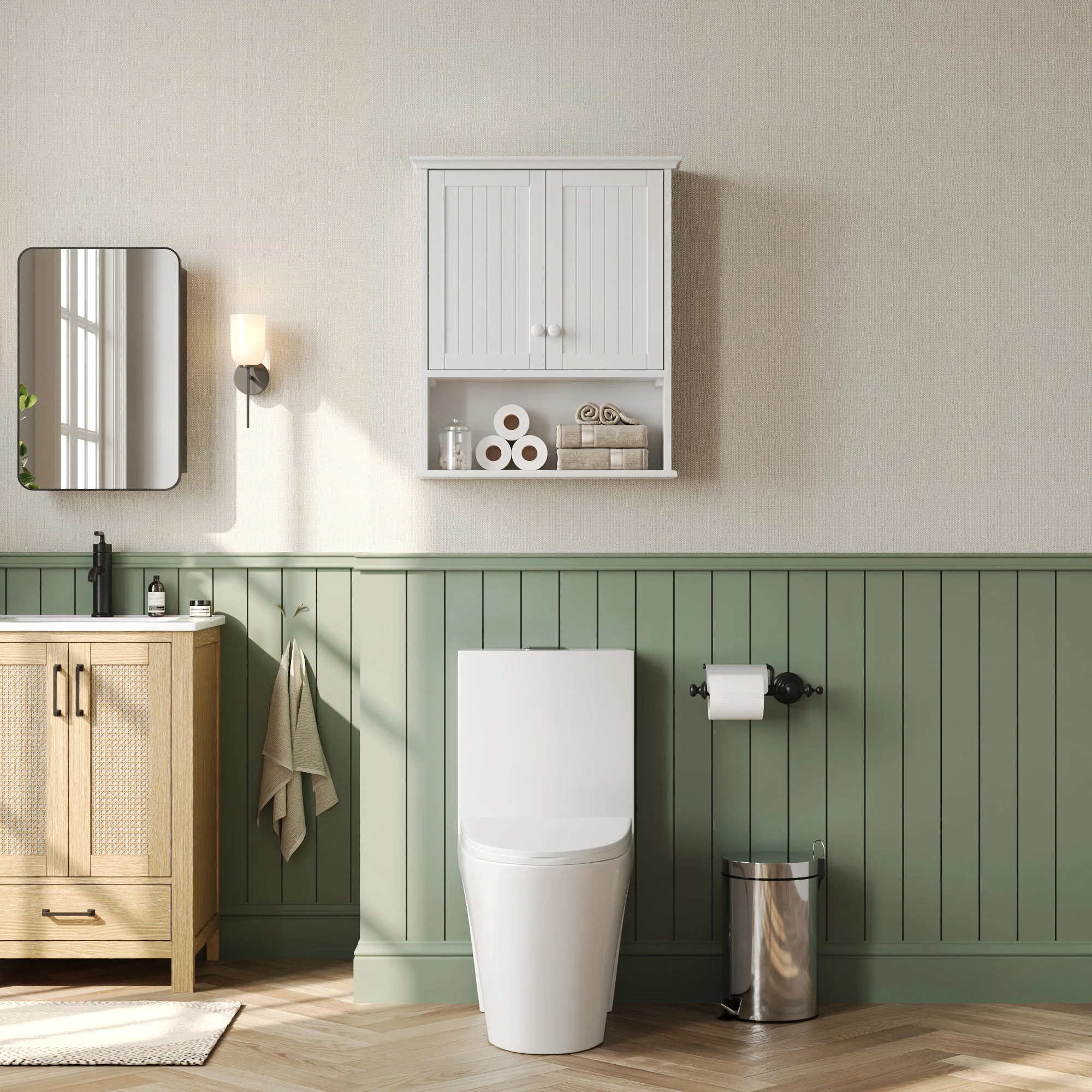 DeerValley Two-door Bathroom Cabinet, Wooden Wall Mounted Medicine Cabinet for Bathroom, White - Image 2