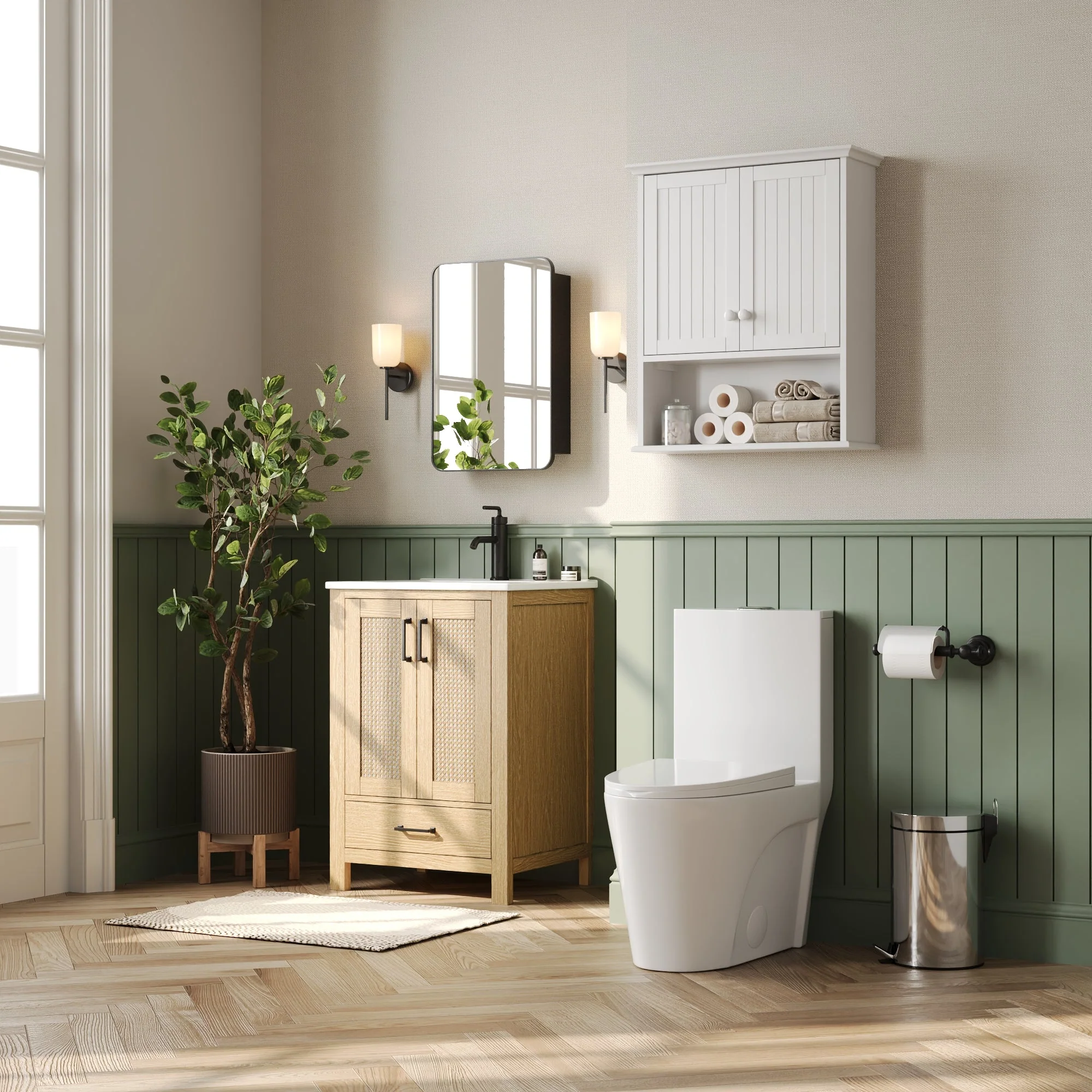 DeerValley Two-door Bathroom Cabinet, Wooden Wall Mounted Medicine Cabinet for Bathroom, White - Image 3