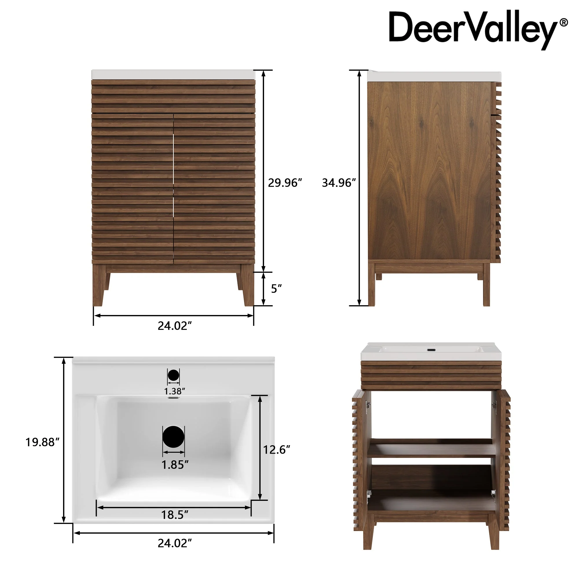 DeerValley DV-1BV0151NW Bathroom Vanities 24-Inch Soft-Close Storage Pre-Assembled - Image 7