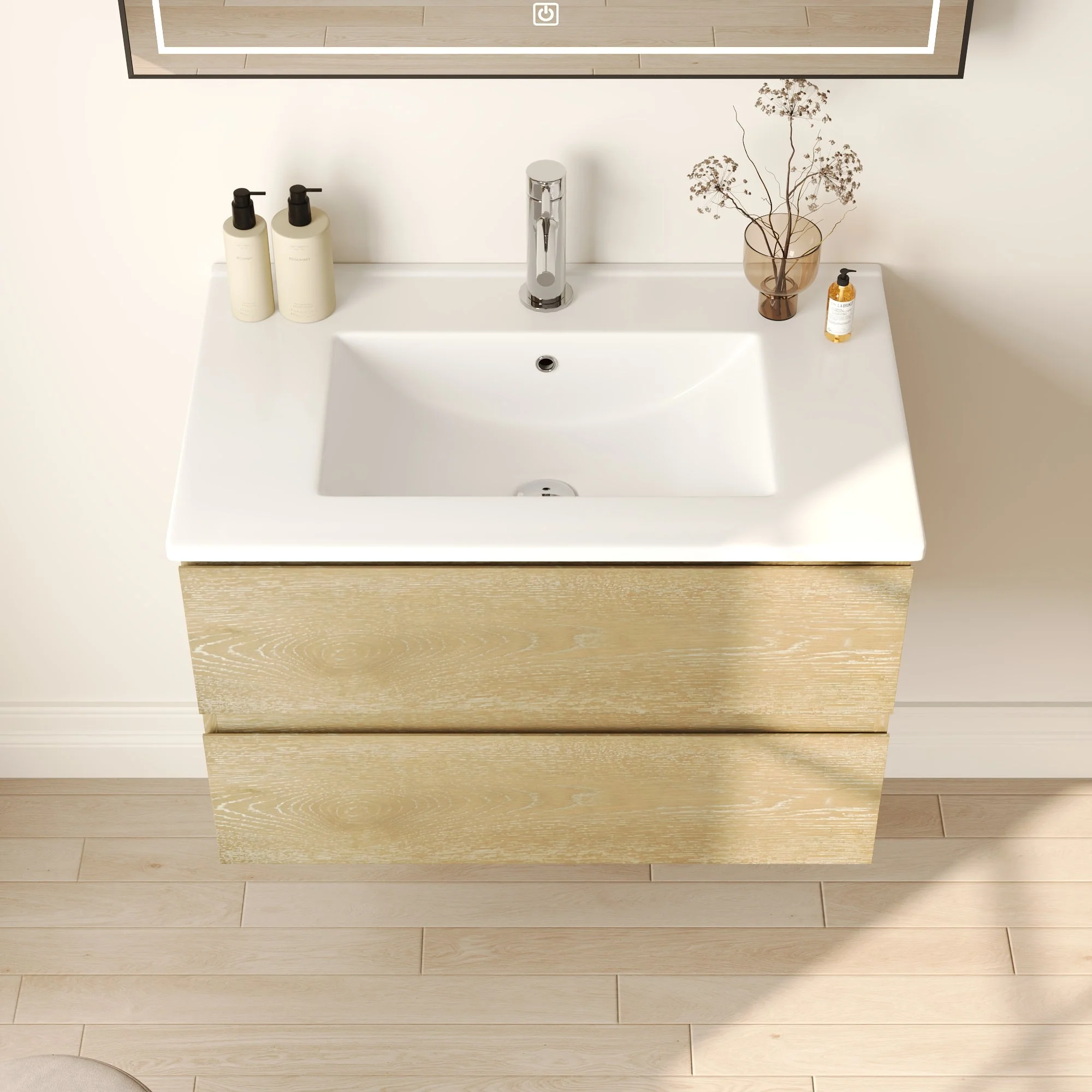 30" Rectangular Bathroom Vanity, with Ceramic Sink Wall-Mounting - Image 4