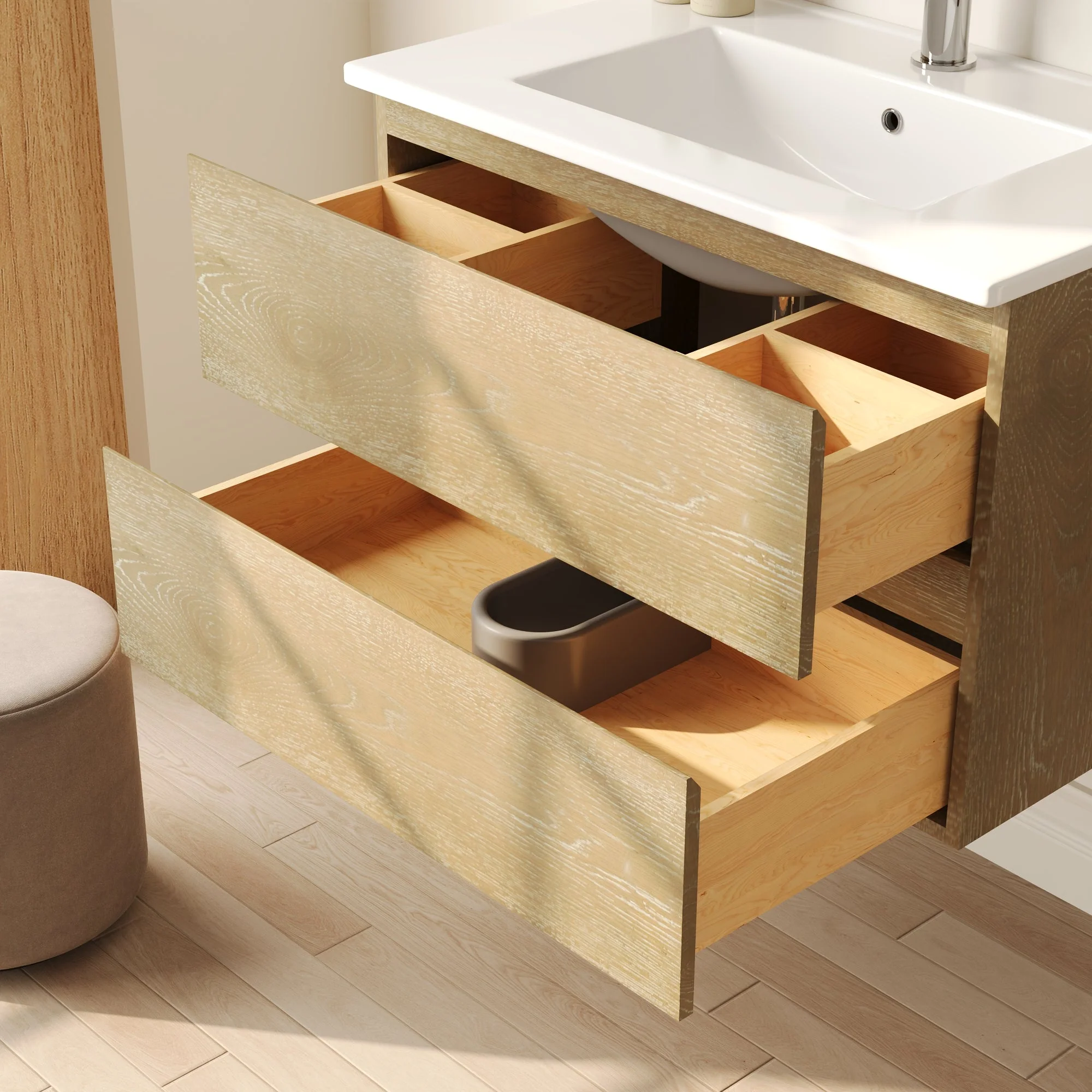 30" Rectangular Bathroom Vanity, with Ceramic Sink Wall-Mounting - Image 8