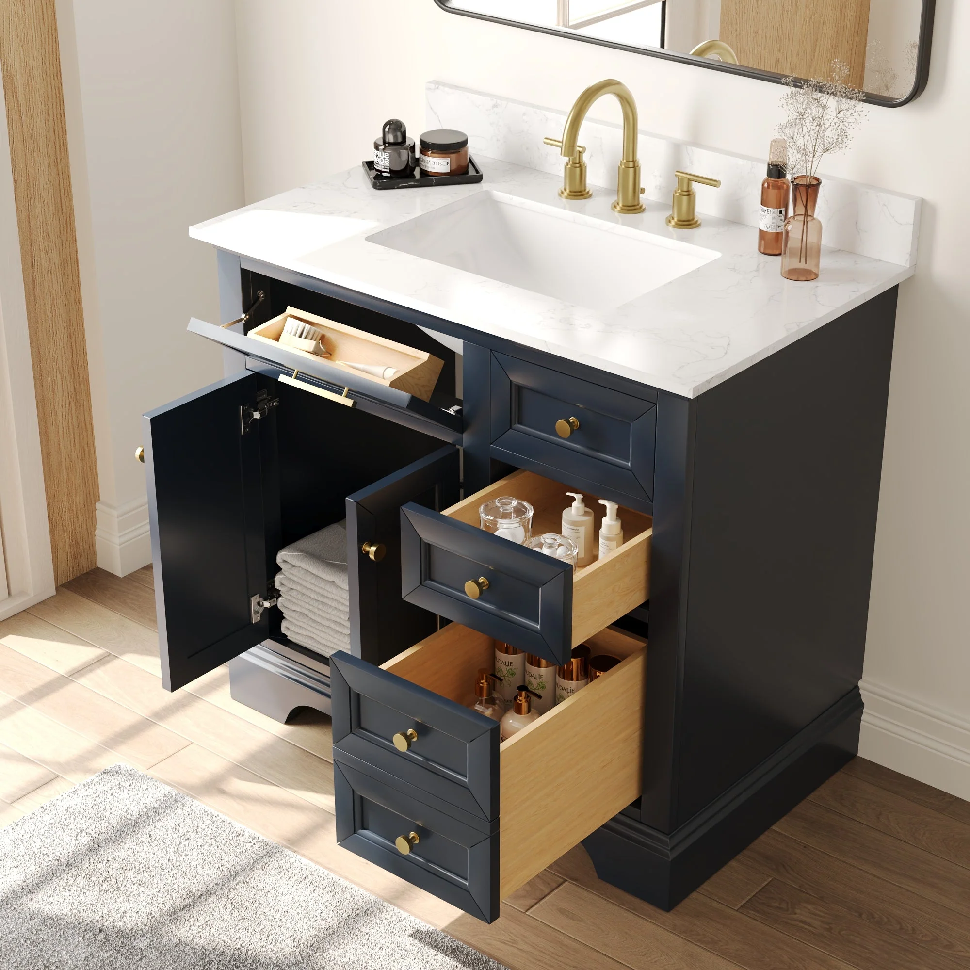 DeerValley DV-1BV0155BU Bathroom Vanities Soft-Close Storage Pre-Assembled Sink - Image 8