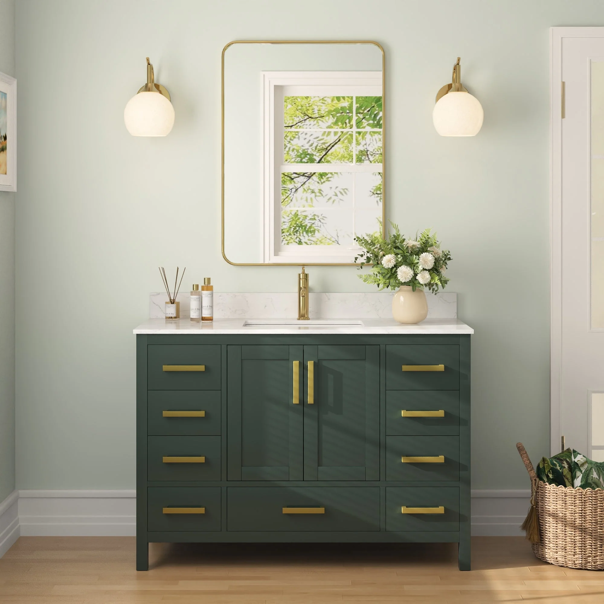48" Rectangular Bathroom Vanity, with Ceramic Sink Top Set-up - Image 19