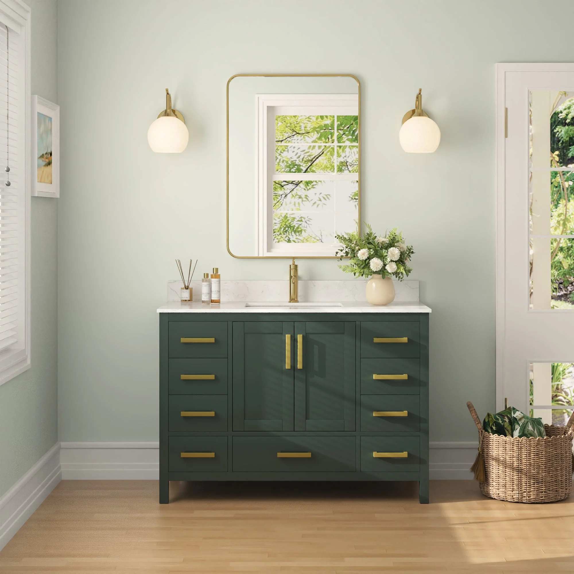 48" Rectangular Bathroom Vanity, with Ceramic Sink Top Set-up - Image 20