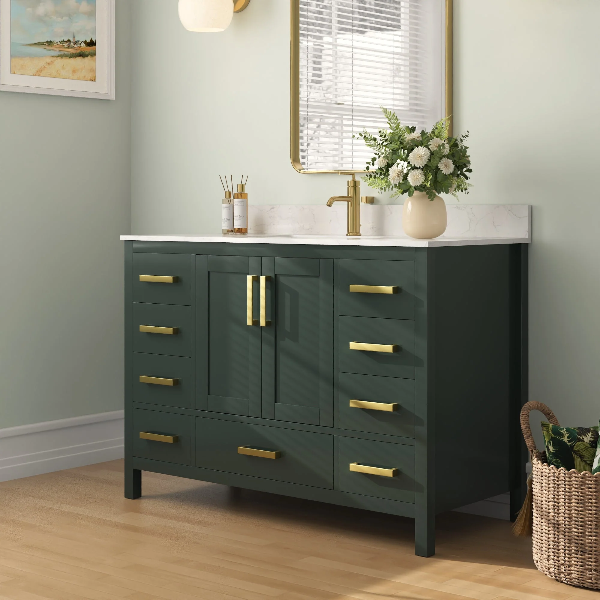 48" Rectangular Bathroom Vanity, with Ceramic Sink Top Set-up - Image 21