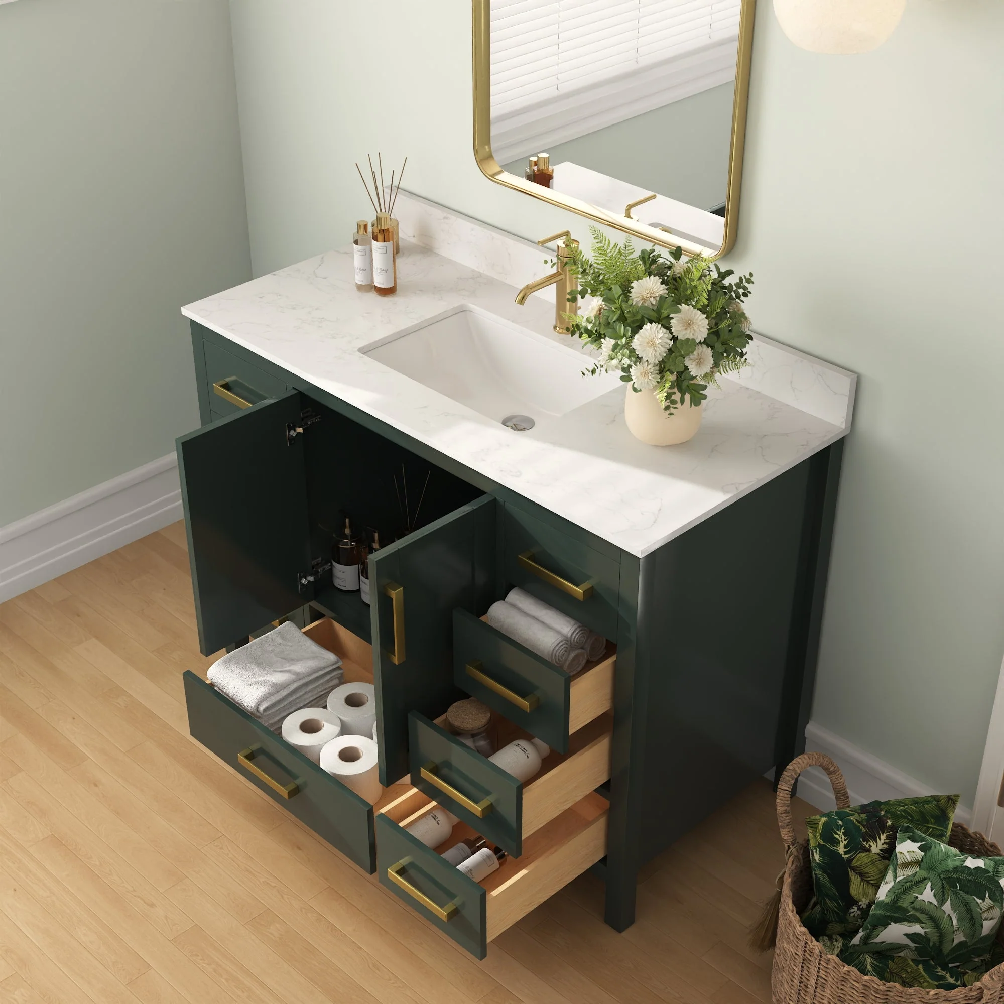 48" Rectangular Bathroom Vanity, with Ceramic Sink Top Set-up - Image 22