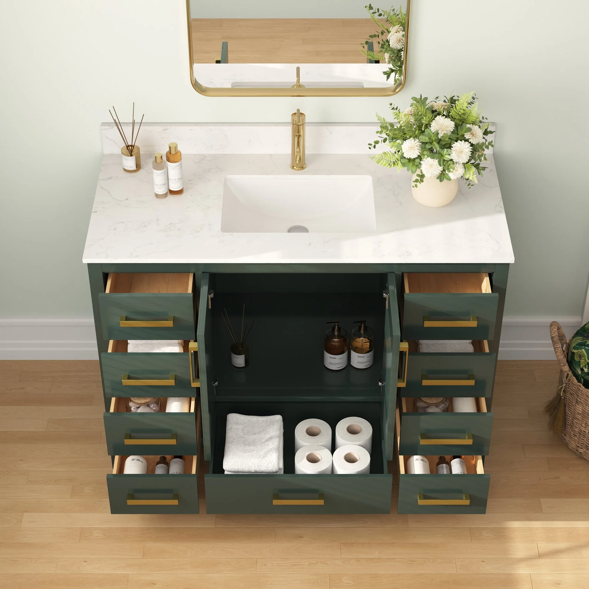 48" Rectangular Bathroom Vanity, with Ceramic Sink Top Set-up - Image 23