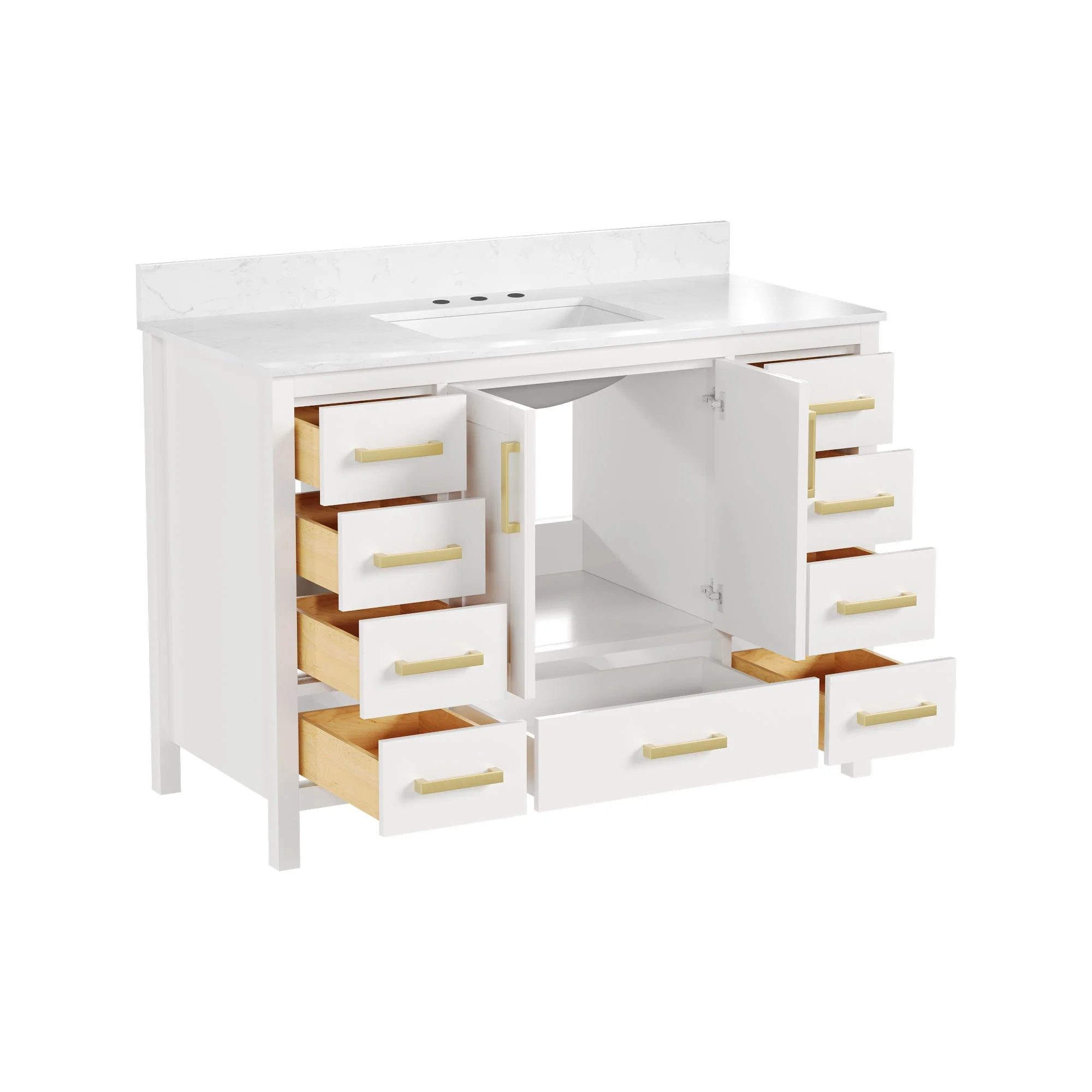 48" Rectangular Bathroom Vanity, with Ceramic Sink Top Set-up - Image 8