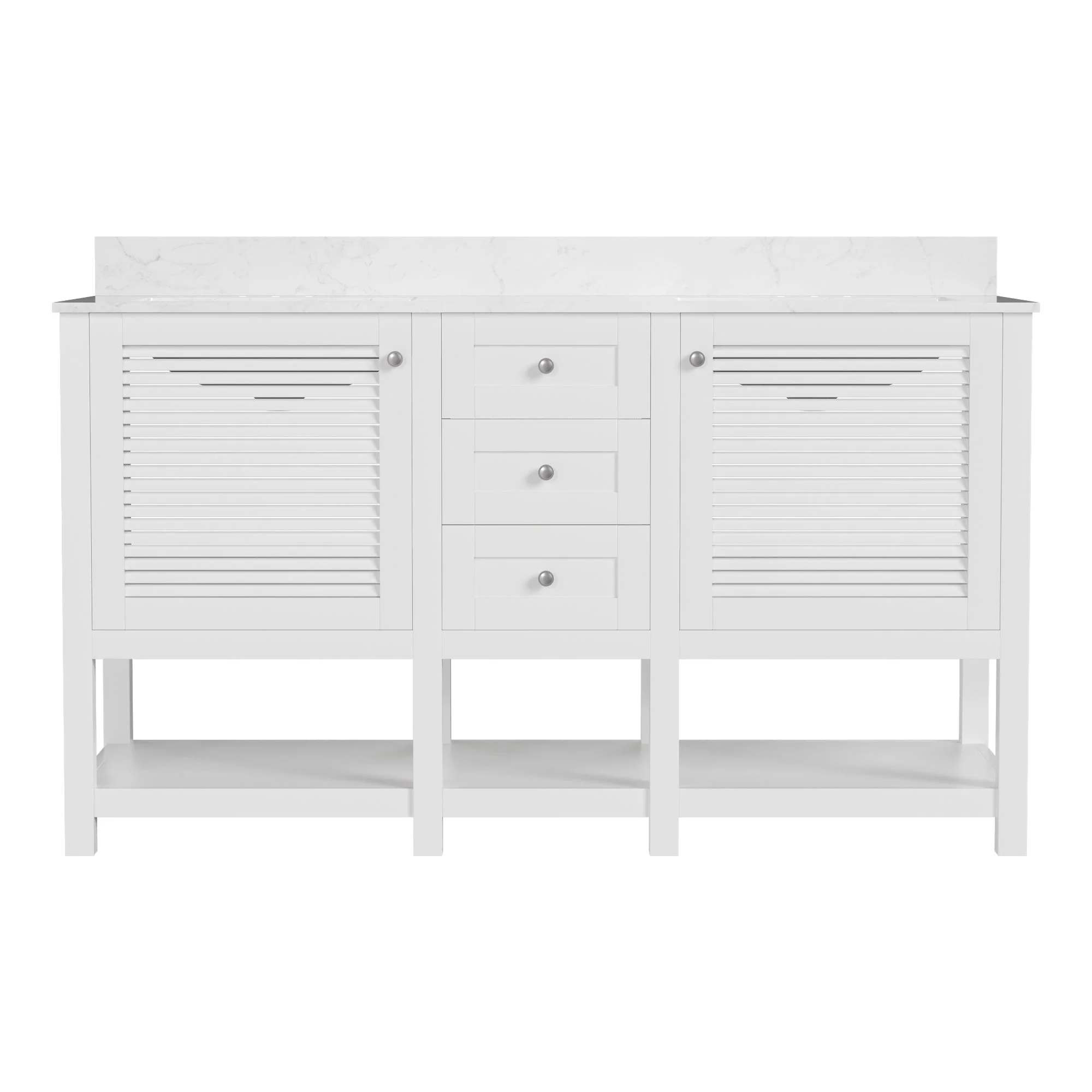 60" Rectangular Bathroom Vanity, with Ceramic Sink Top Set-up - Image 2