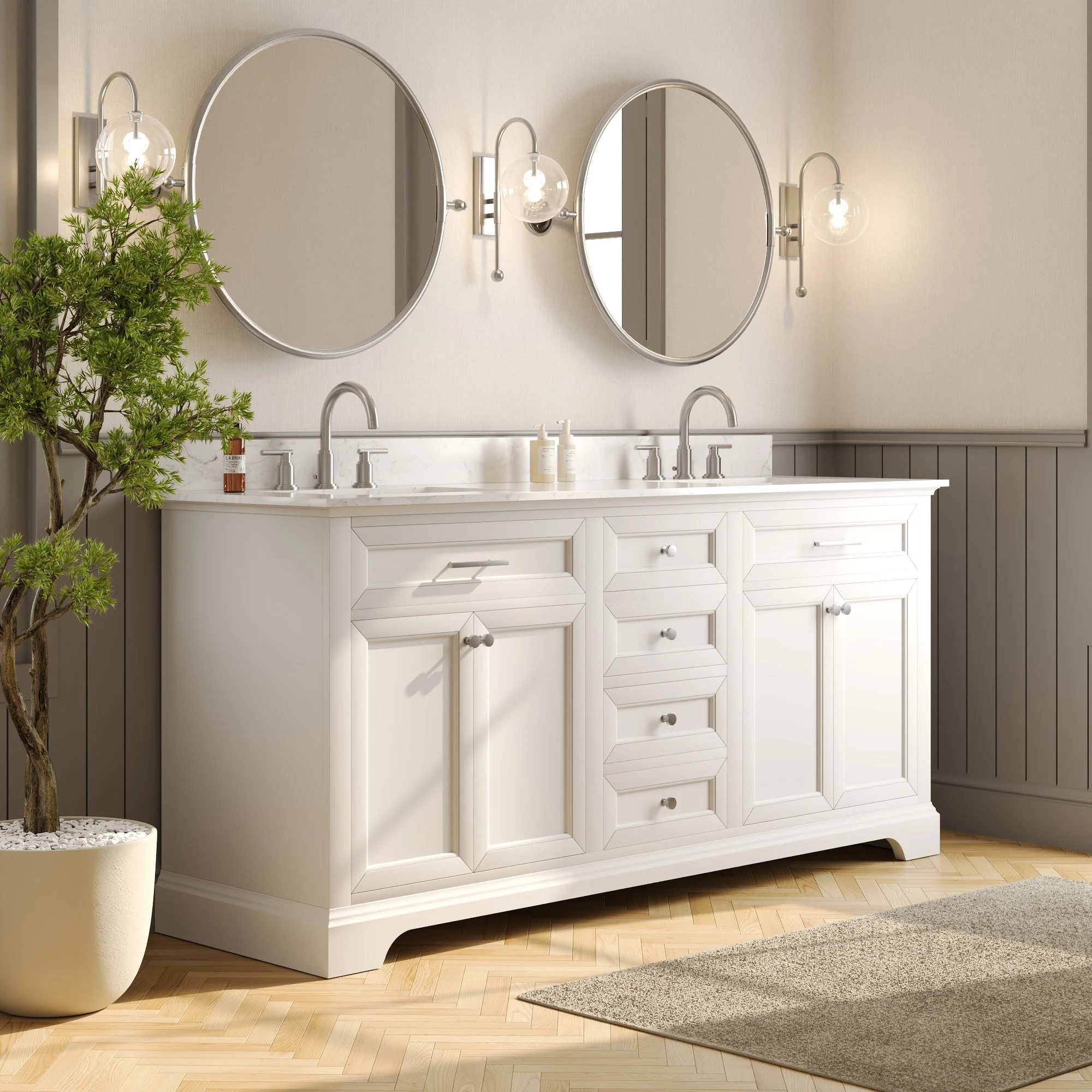 DeerValley DV-1BV0158W Bathroom Vanities 72-Inch Dual Sink Soft-Close Storage - Image 4