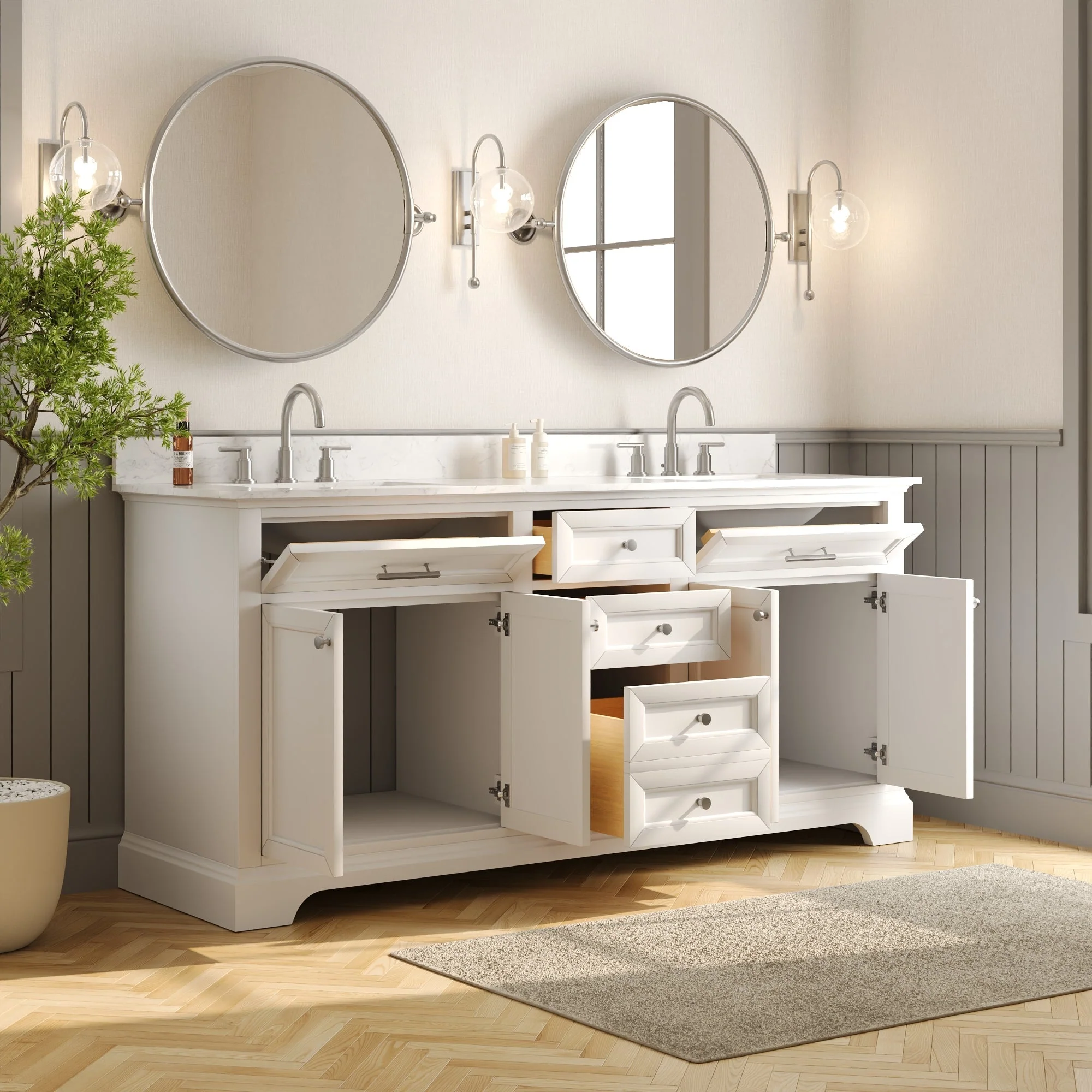 DeerValley DV-1BV0158W Bathroom Vanities 72-Inch Dual Sink Soft-Close Storage - Image 5