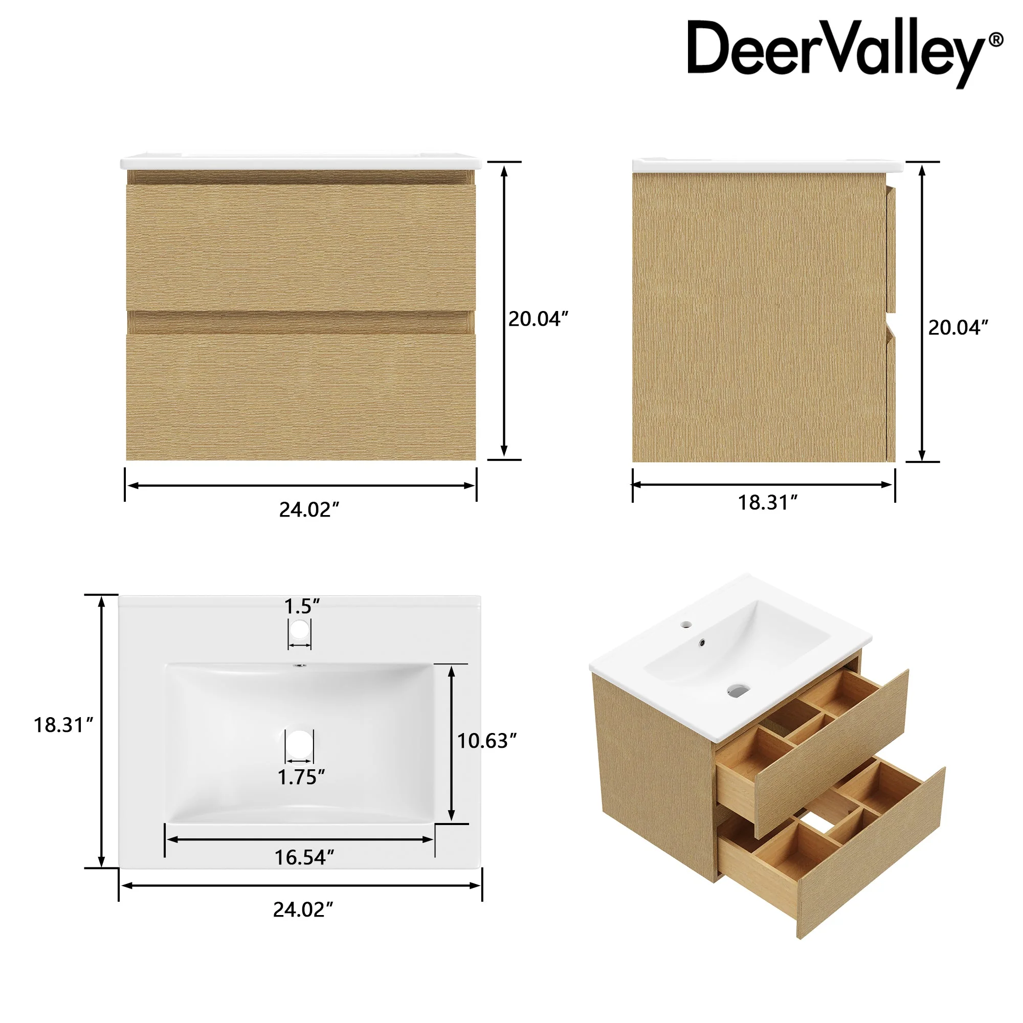 DeerValley DV-1BV0268NW Bathroom Vanities Wall-Mounted Soft-Close Storage - Image 9