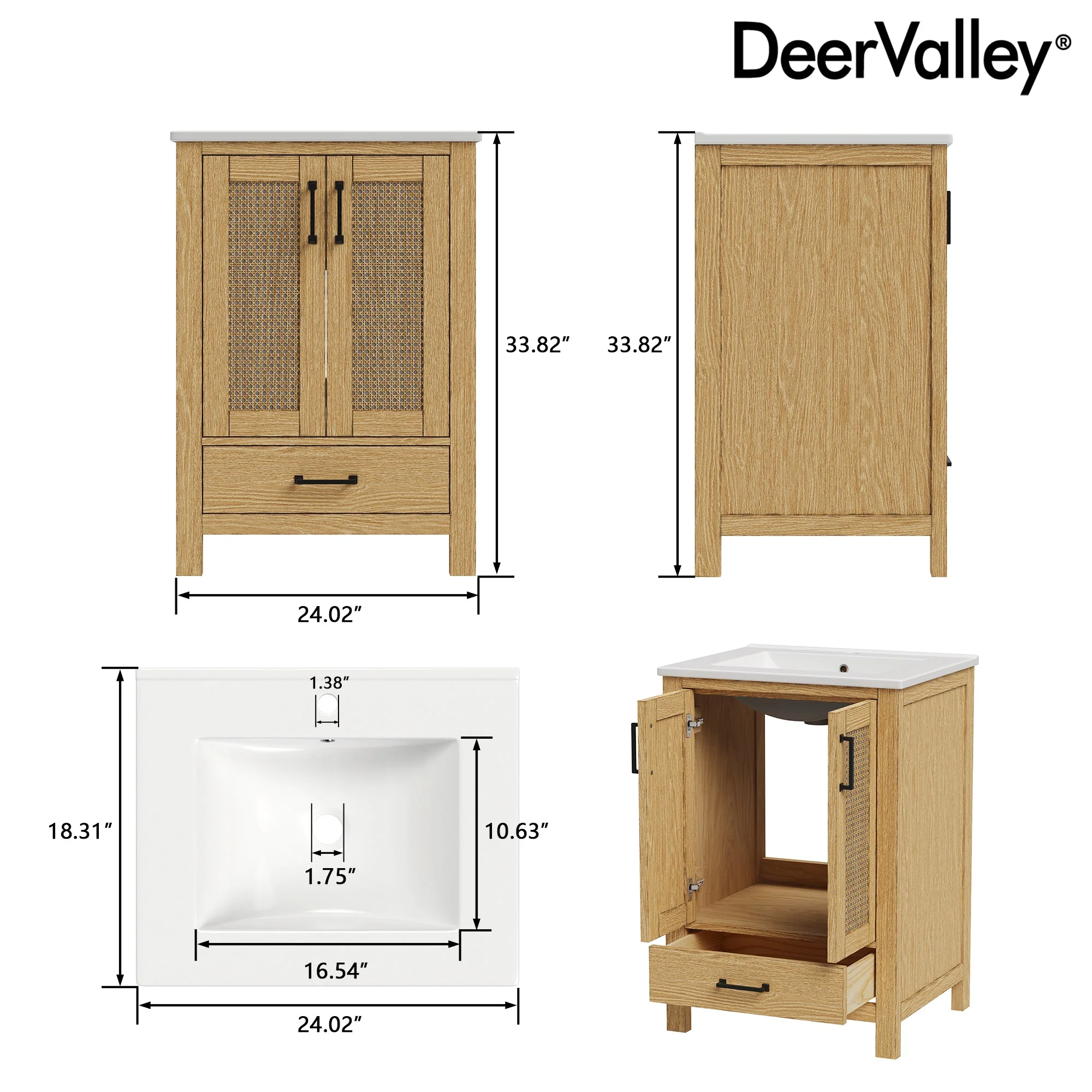 DeerValley DV-1BV0269NW Bathroom Vanities Pre-Assembled Silent Storage Ceramic - Image 12