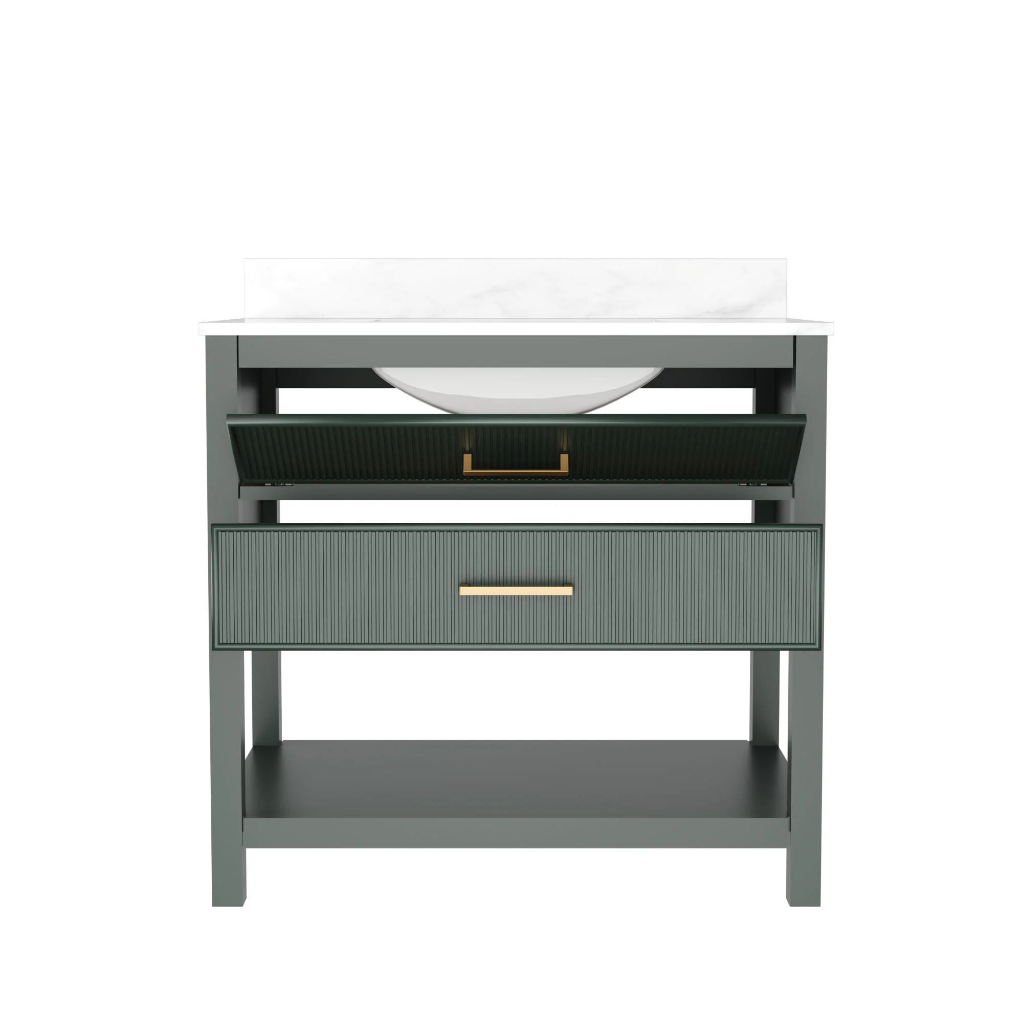 DeerValley Bath DV-1BV0452GN/BU 36" Fully Assembled Single Bathroom Vanity with Artificial Marble Top, Green&Blue - Image 12