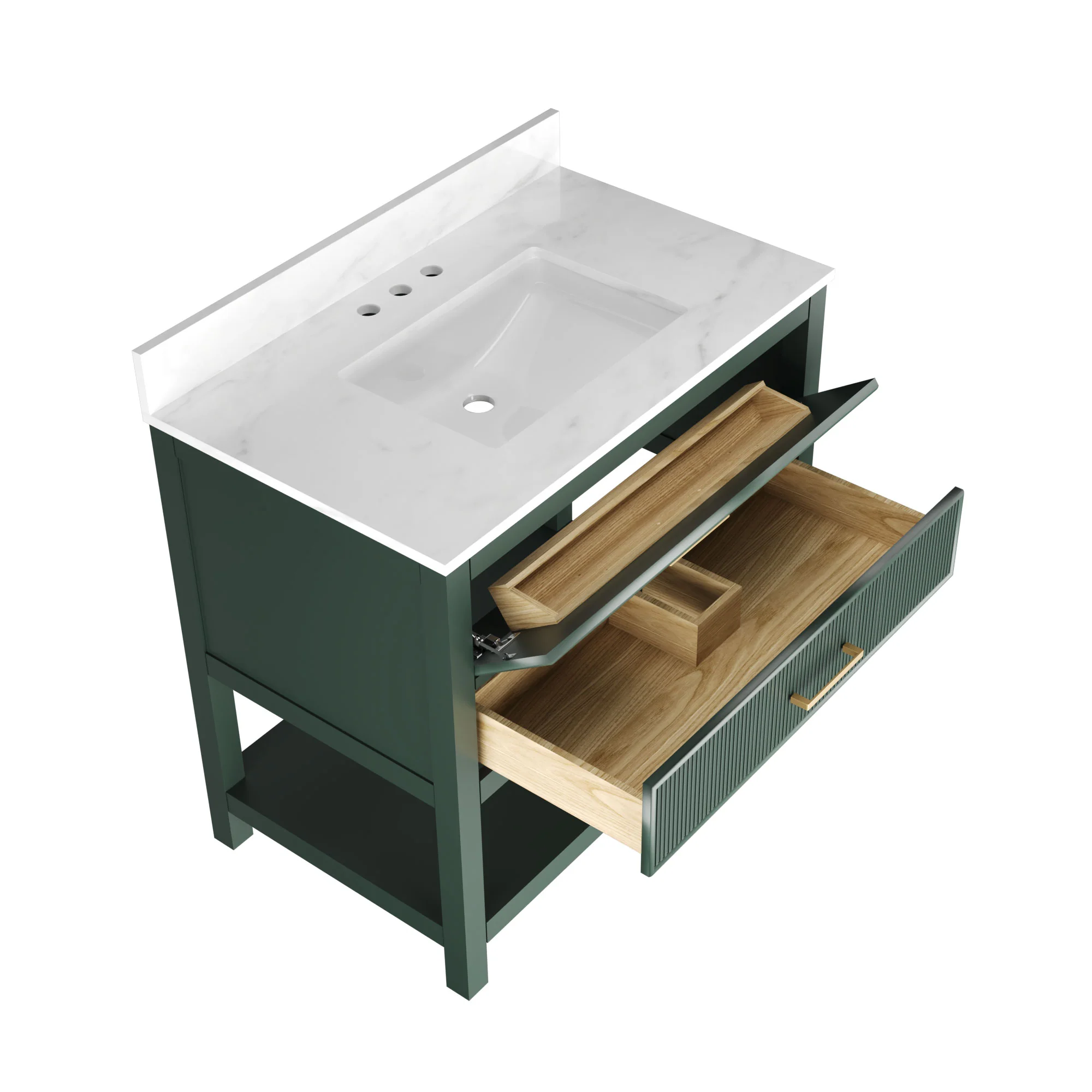 DeerValley Bath DV-1BV0452GN/BU 36" Fully Assembled Single Bathroom Vanity with Artificial Marble Top, Green&Blue - Image 14