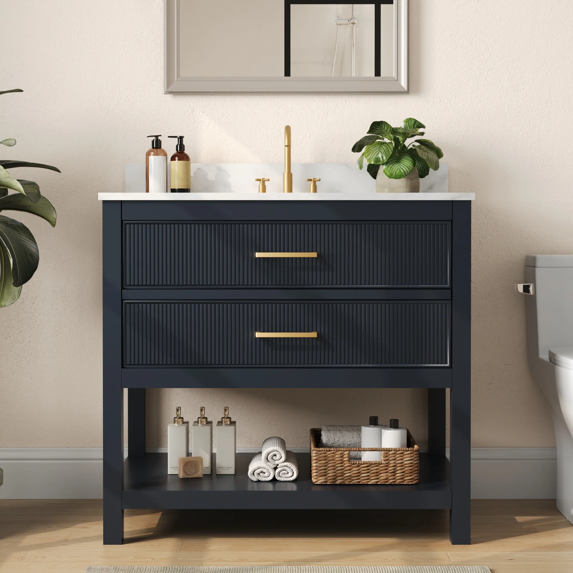 DeerValley Bath DV-1BV0452GN/BU 36" Fully Assembled Single Bathroom Vanity with Artificial Marble Top, Green&Blue - Image 23