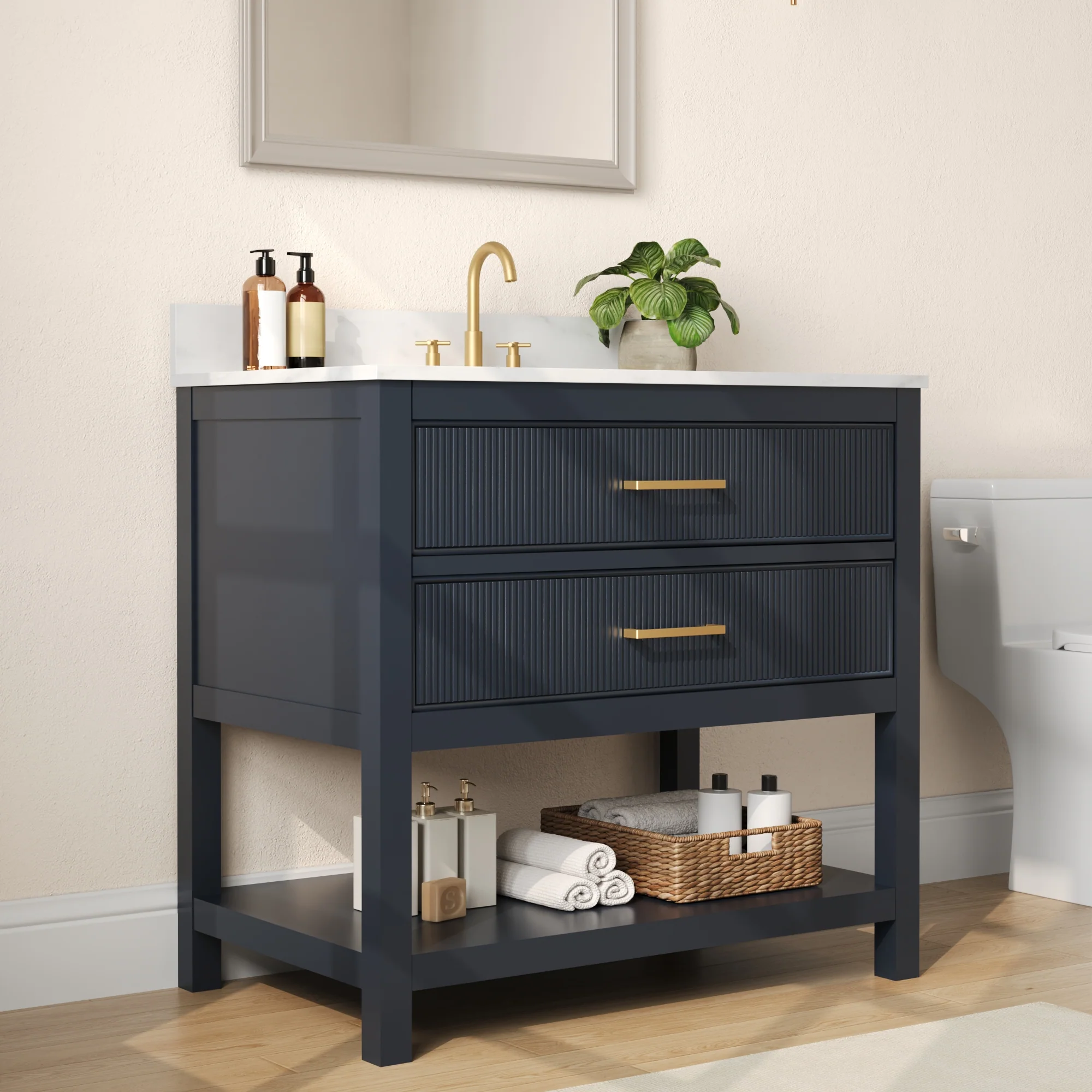 DeerValley Bath DV-1BV0452GN/BU 36" Fully Assembled Single Bathroom Vanity with Artificial Marble Top, Green&Blue - Image 24