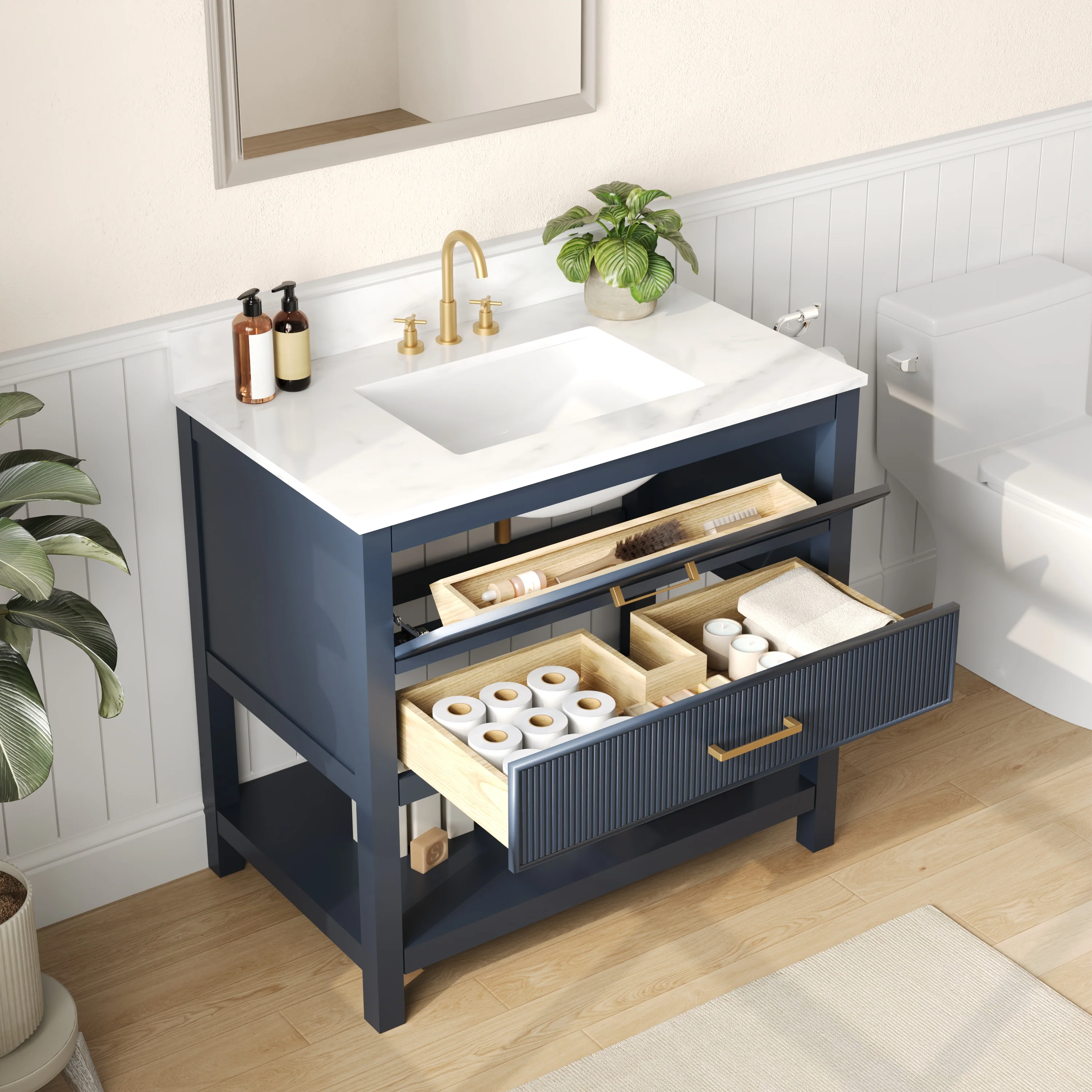 DeerValley Bath DV-1BV0452GN/BU 36" Fully Assembled Single Bathroom Vanity with Artificial Marble Top, Green&Blue - Image 28