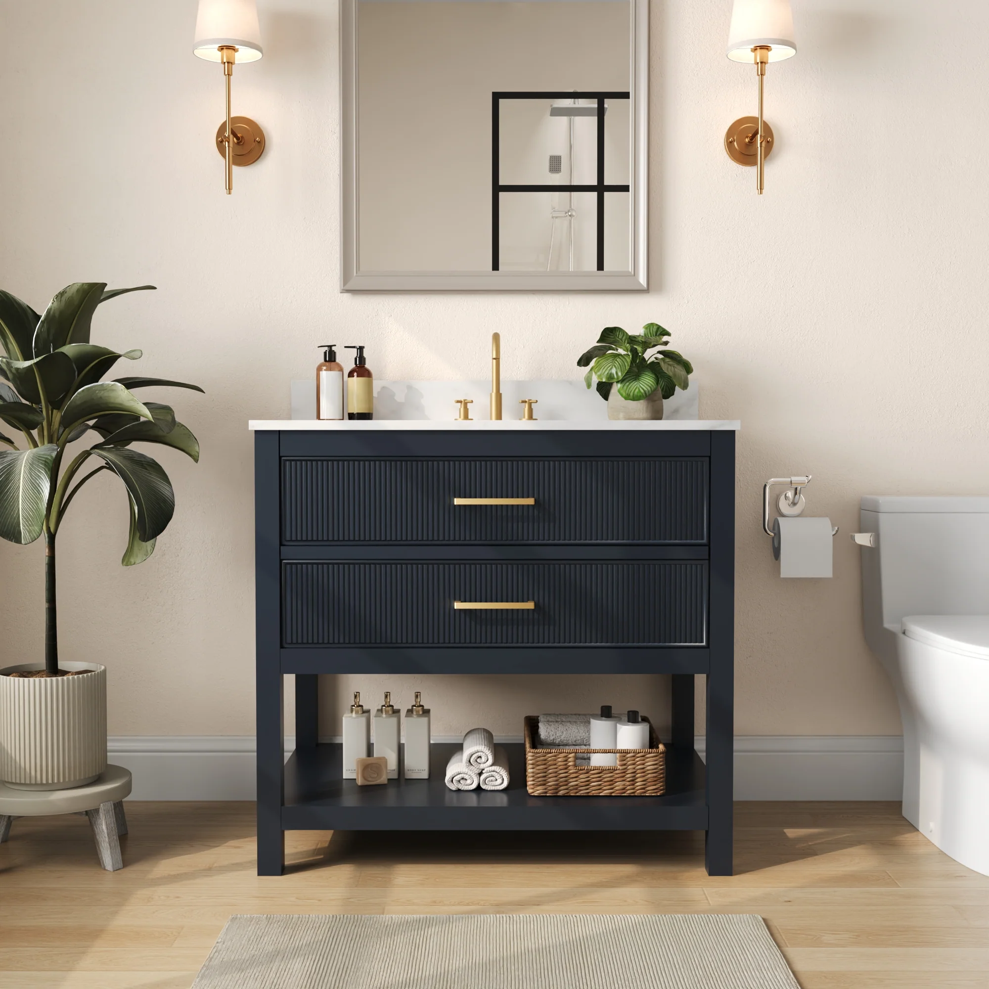 DeerValley Bath DV-1BV0452GN/BU 36" Fully Assembled Single Bathroom Vanity with Artificial Marble Top, Green&Blue - Image 31