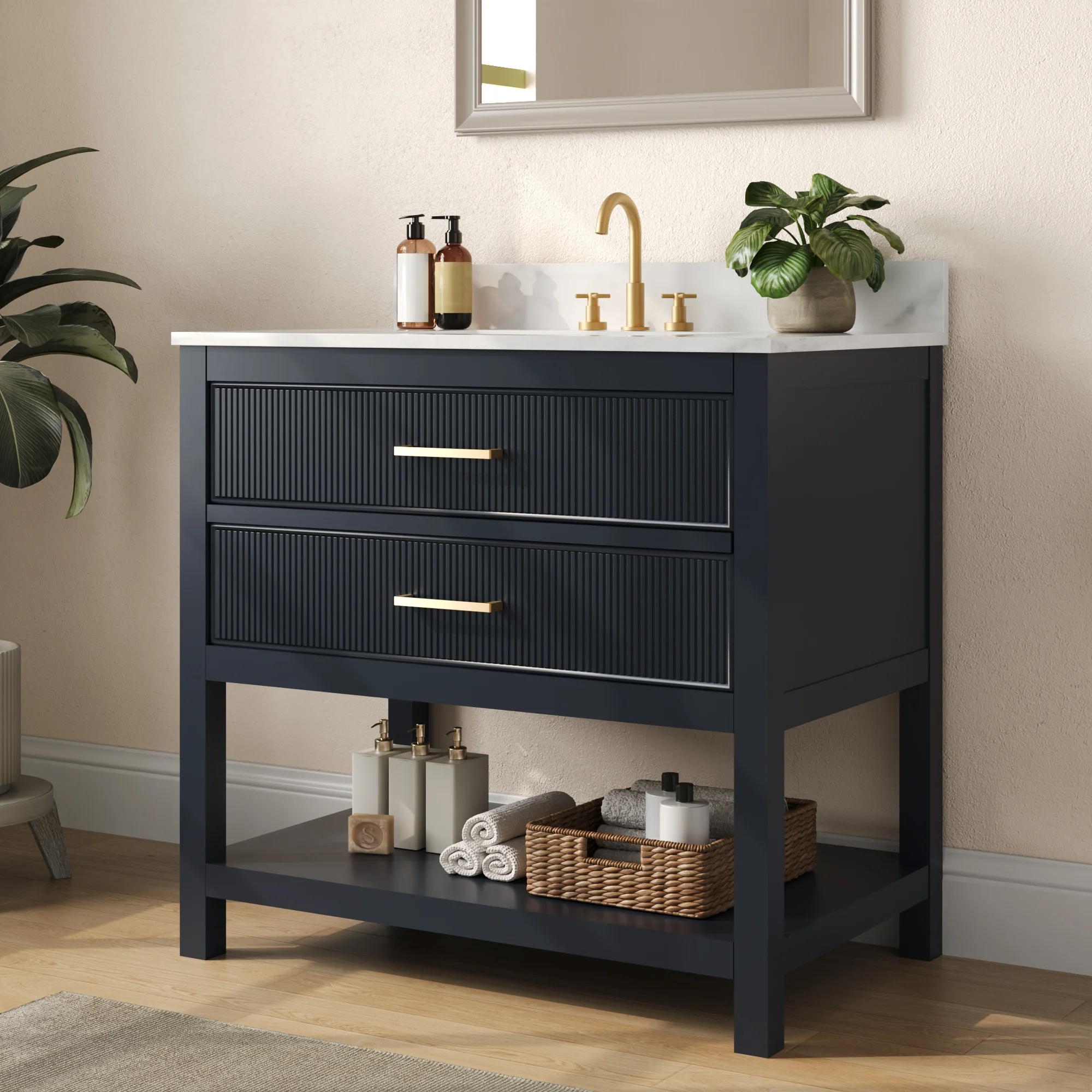 DeerValley Bath DV-1BV0452GN/BU 36" Fully Assembled Single Bathroom Vanity with Artificial Marble Top, Green&Blue - Image 34