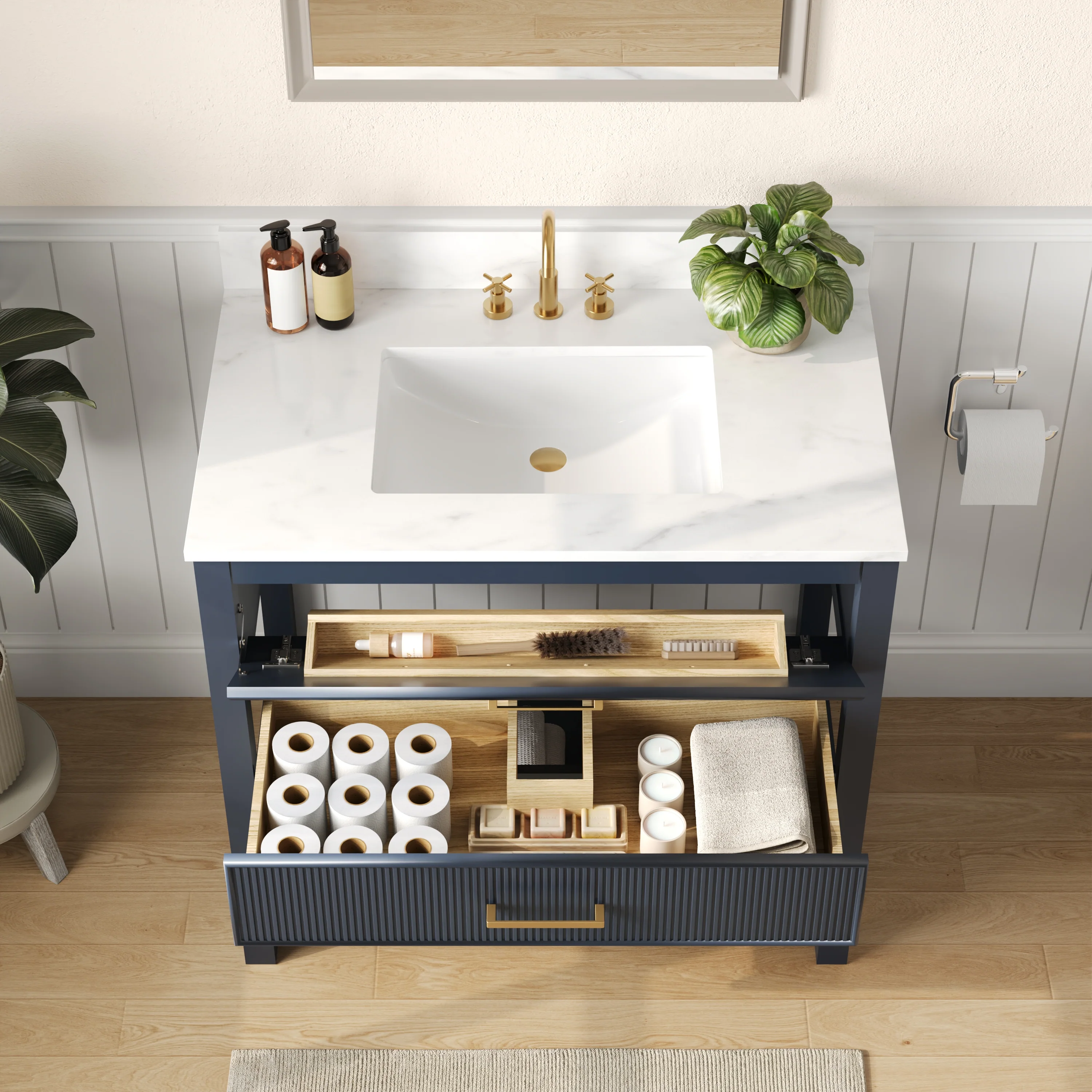 DeerValley Bath DV-1BV0452GN/BU 36" Fully Assembled Single Bathroom Vanity with Artificial Marble Top, Green&Blue - Image 36