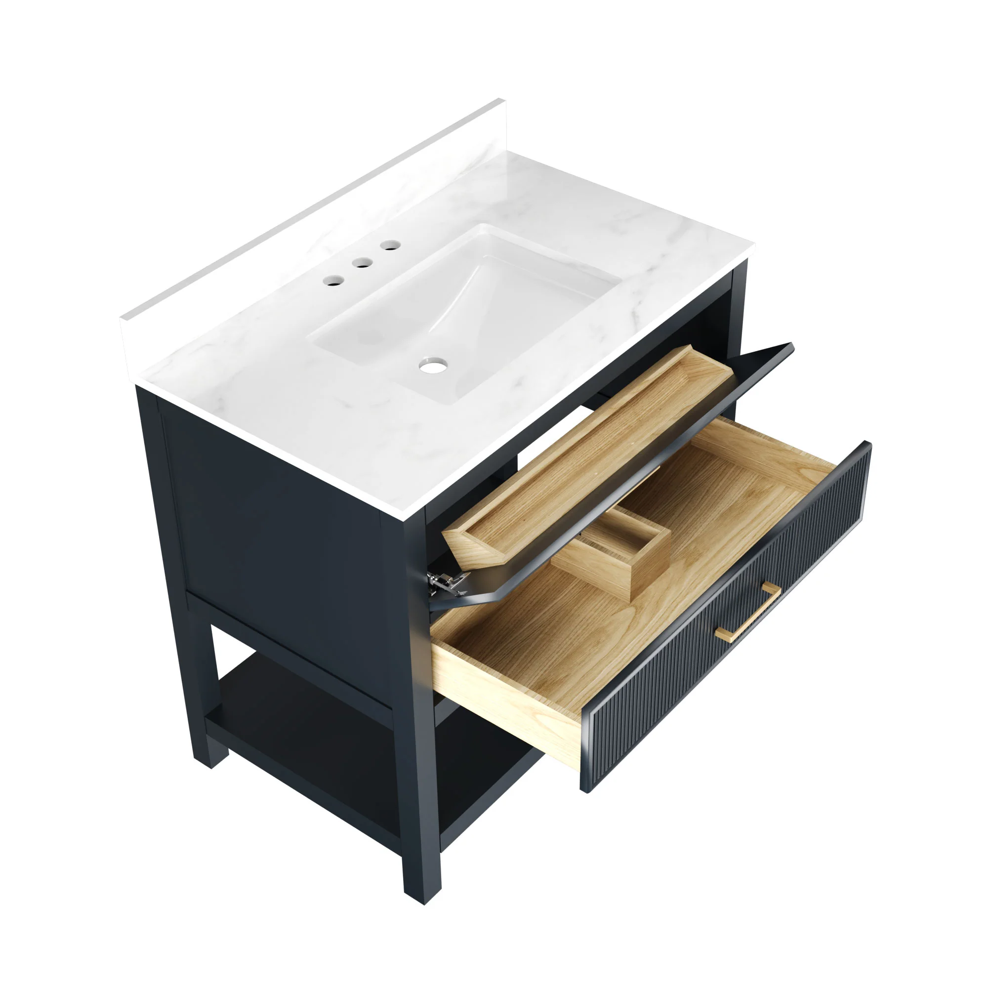 DeerValley Bath DV-1BV0452GN/BU 36" Fully Assembled Single Bathroom Vanity with Artificial Marble Top, Green&Blue - Image 43