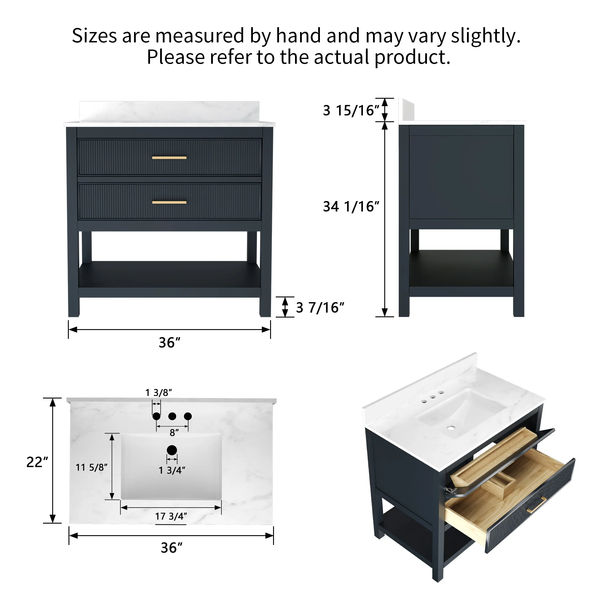 DeerValley Bath DV-1BV0452GN/BU 36" Fully Assembled Single Bathroom Vanity with Artificial Marble Top, Green&Blue - Image 45