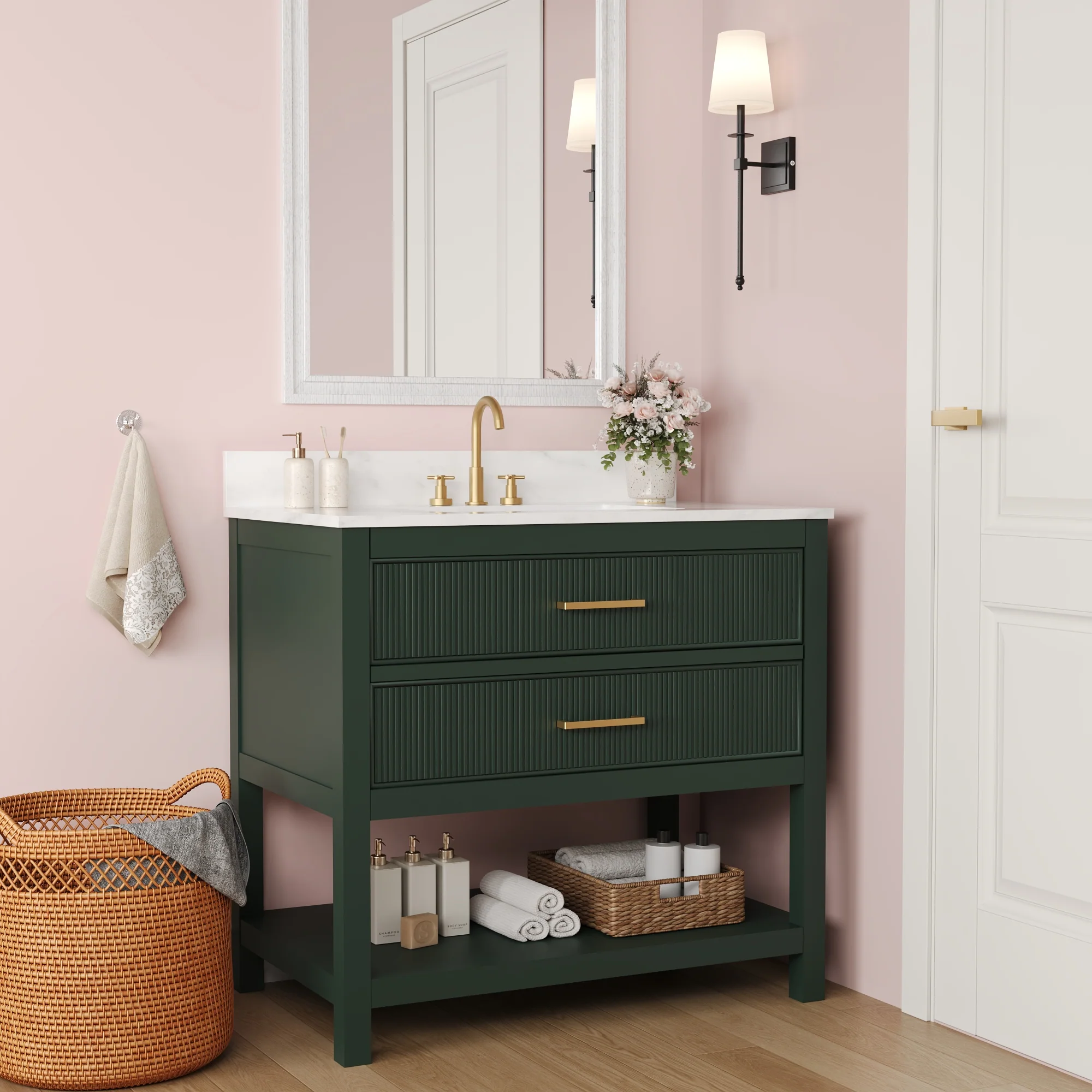 DeerValley Bath DV-1BV0452GN/BU 36" Fully Assembled Single Bathroom Vanity with Artificial Marble Top, Green&Blue - Image 47