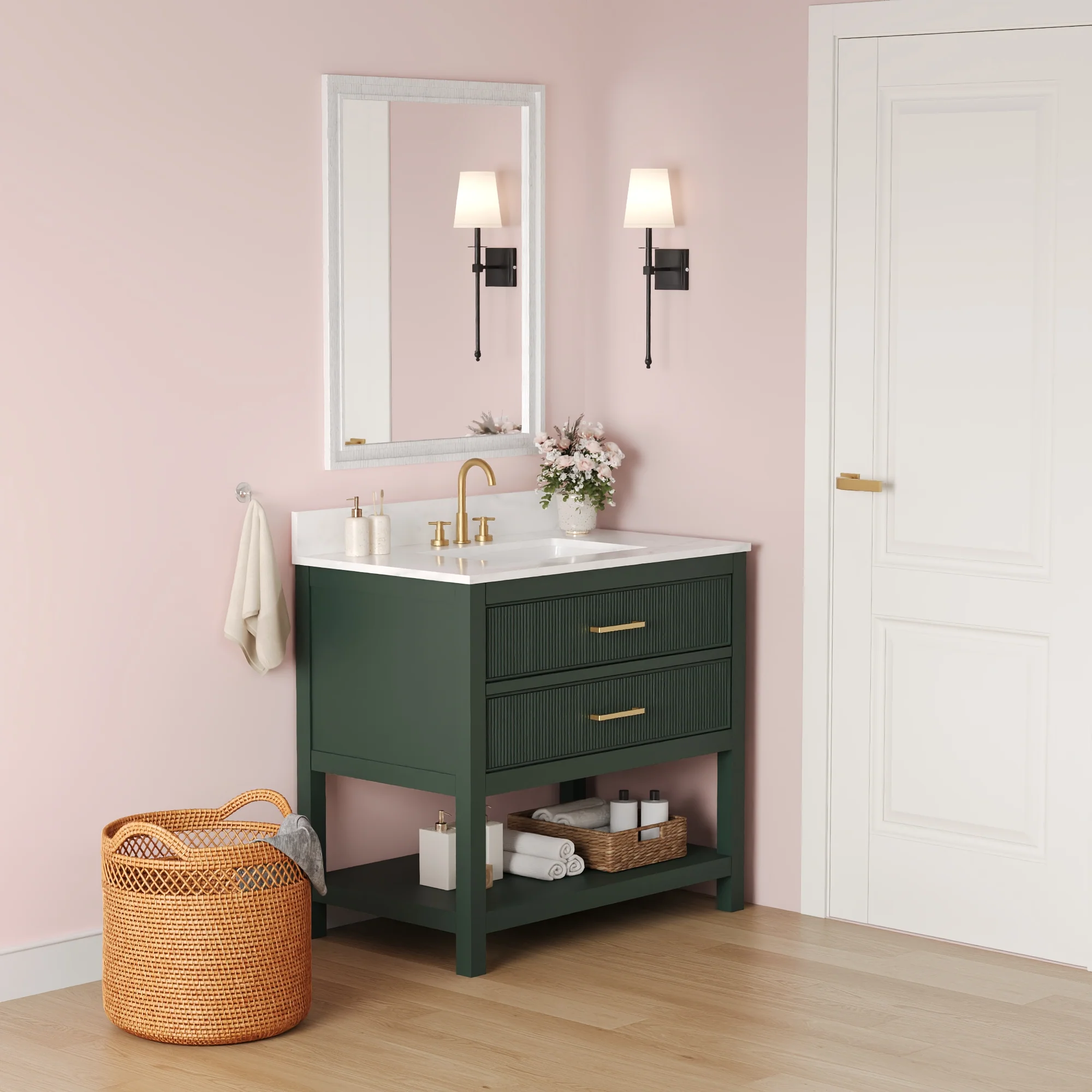 DeerValley Bath DV-1BV0452GN/BU 36" Fully Assembled Single Bathroom Vanity with Artificial Marble Top, Green&Blue - Image 48