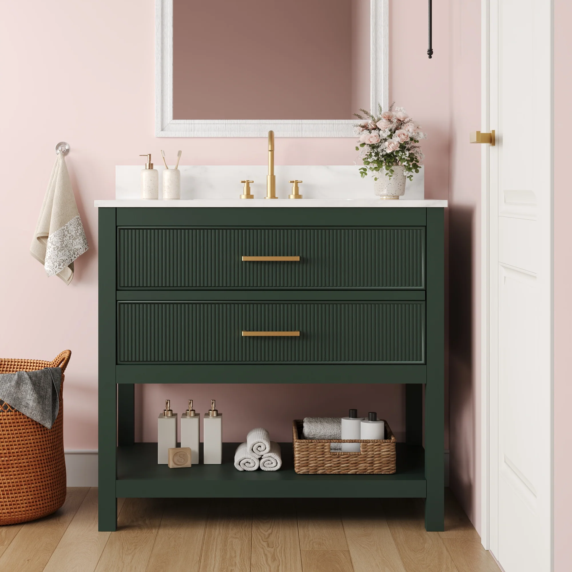 DeerValley Bath DV-1BV0452GN/BU 36" Fully Assembled Single Bathroom Vanity with Artificial Marble Top, Green&Blue - Image 49