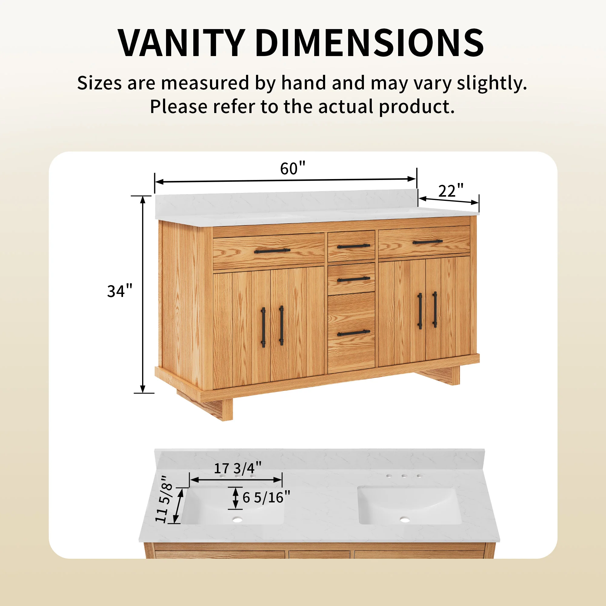 DeerValley DV-1BV0520W/DV-1BV0520NW 60" Fully Assembled Double Bathroom Vanity with Engineered Marble Top, White - Image 10
