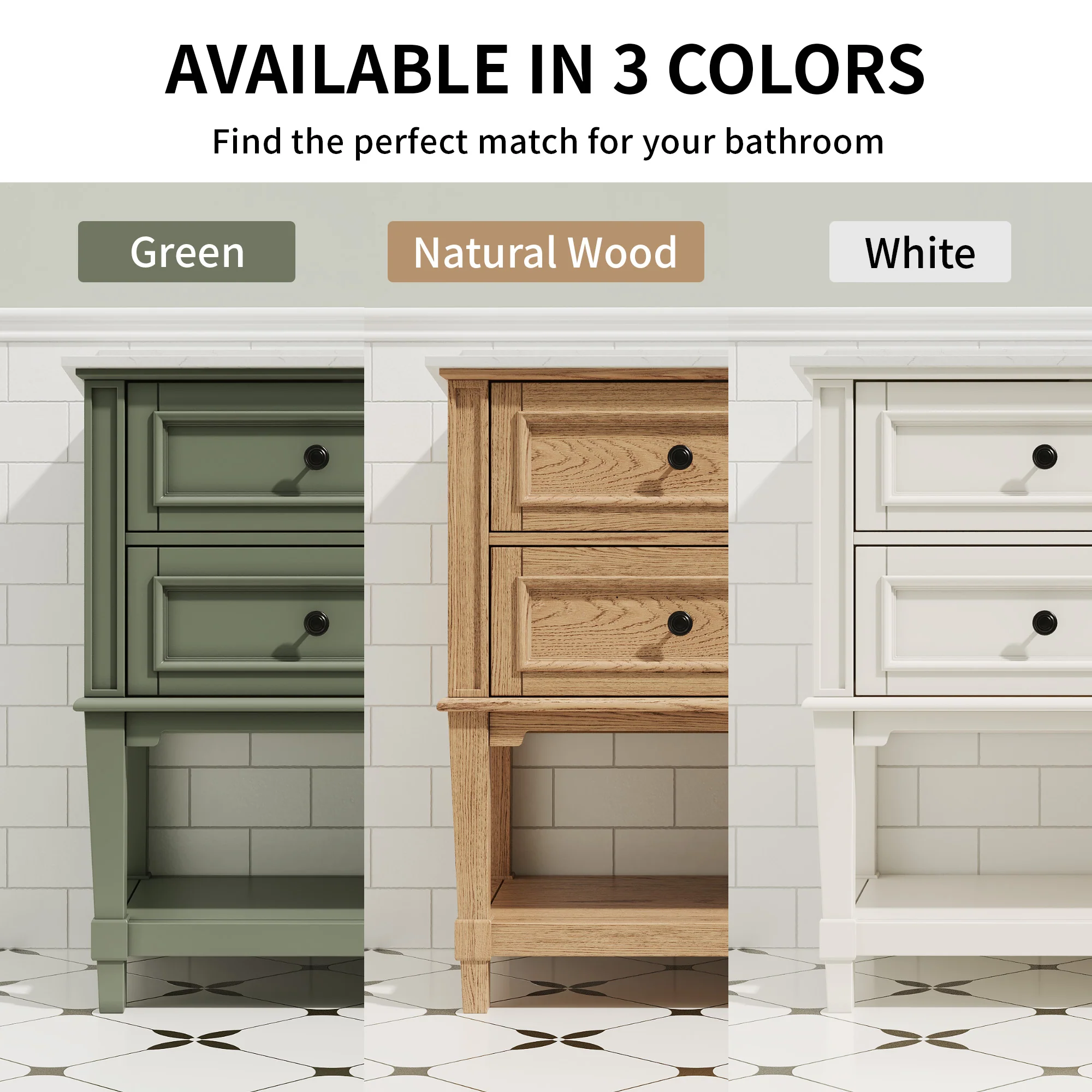 48-inch fully assembled single vanity unit with artificial marble countertop, available in three colors. - Image 4