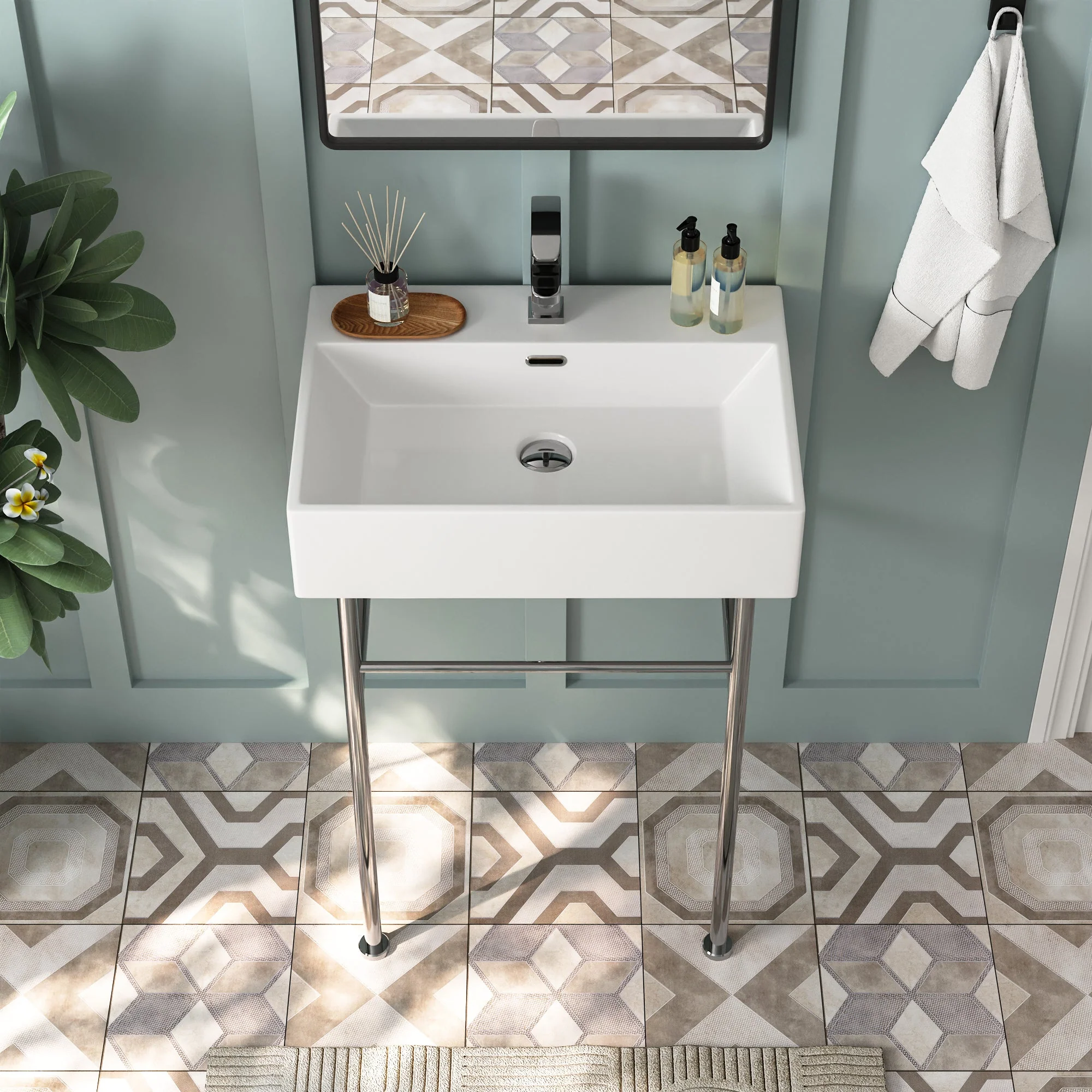 DeerValley DV-1CS0117A Console Bathroom Sinks Wall-Mounted Ceramic Towel Bar - Image 4