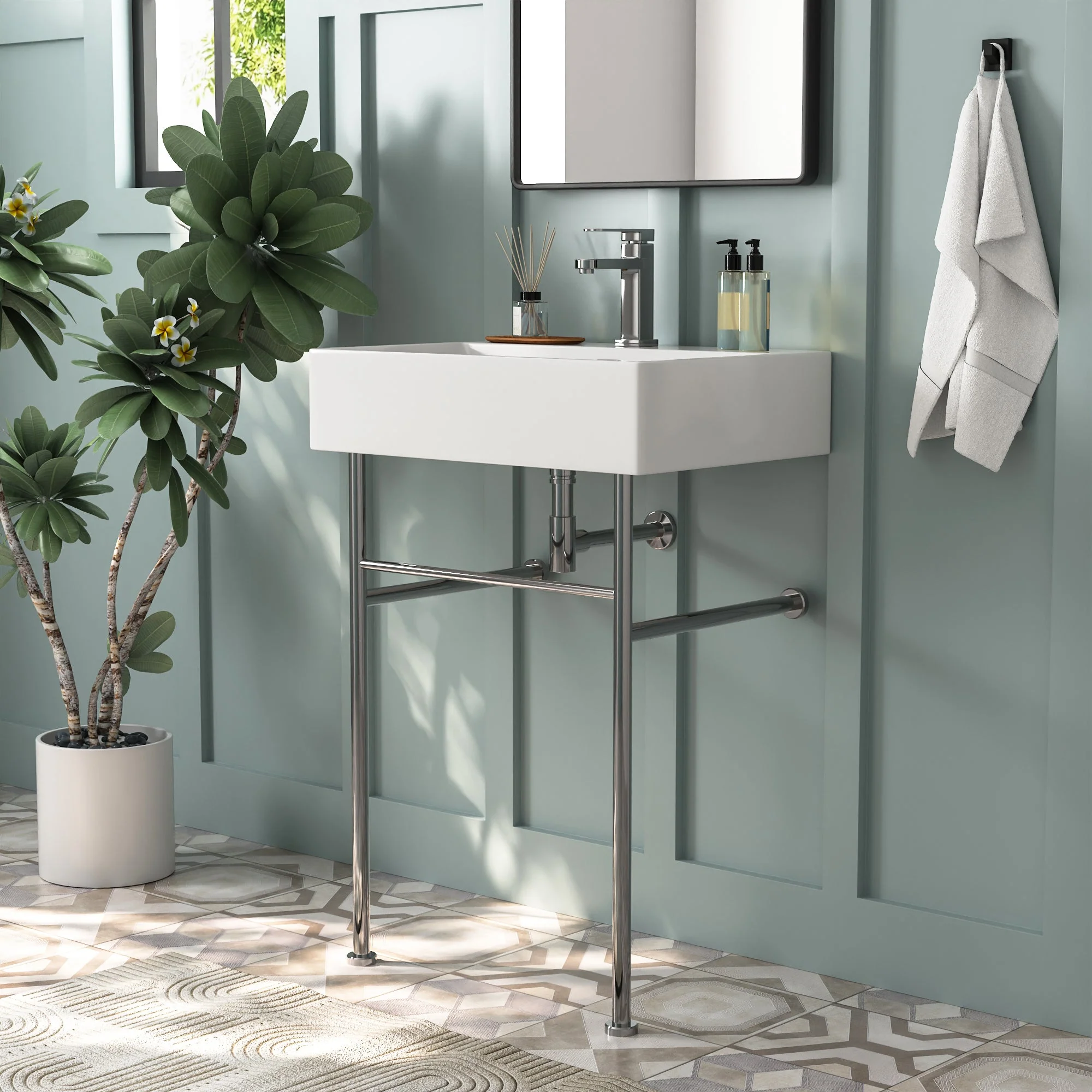 DeerValley DV-1CS0117A Console Bathroom Sinks Wall-Mounted Ceramic Towel Bar - Image 5