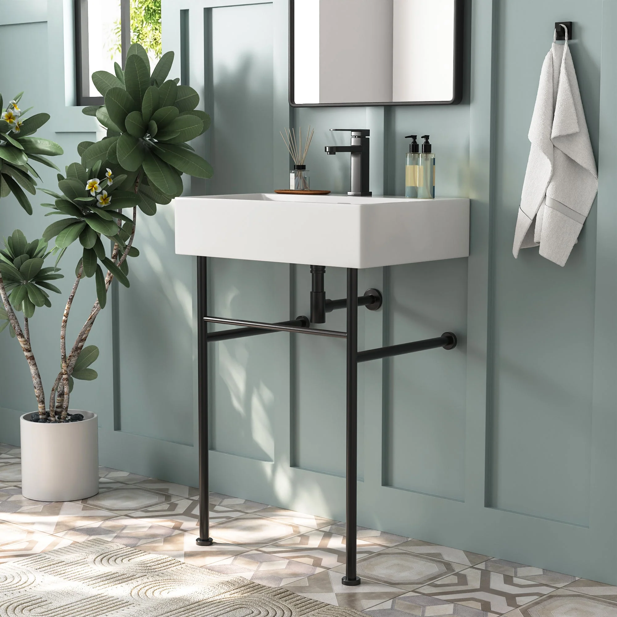 24" Rectangular Console Bathroom Sink, Single Faucet Hole - Image 10