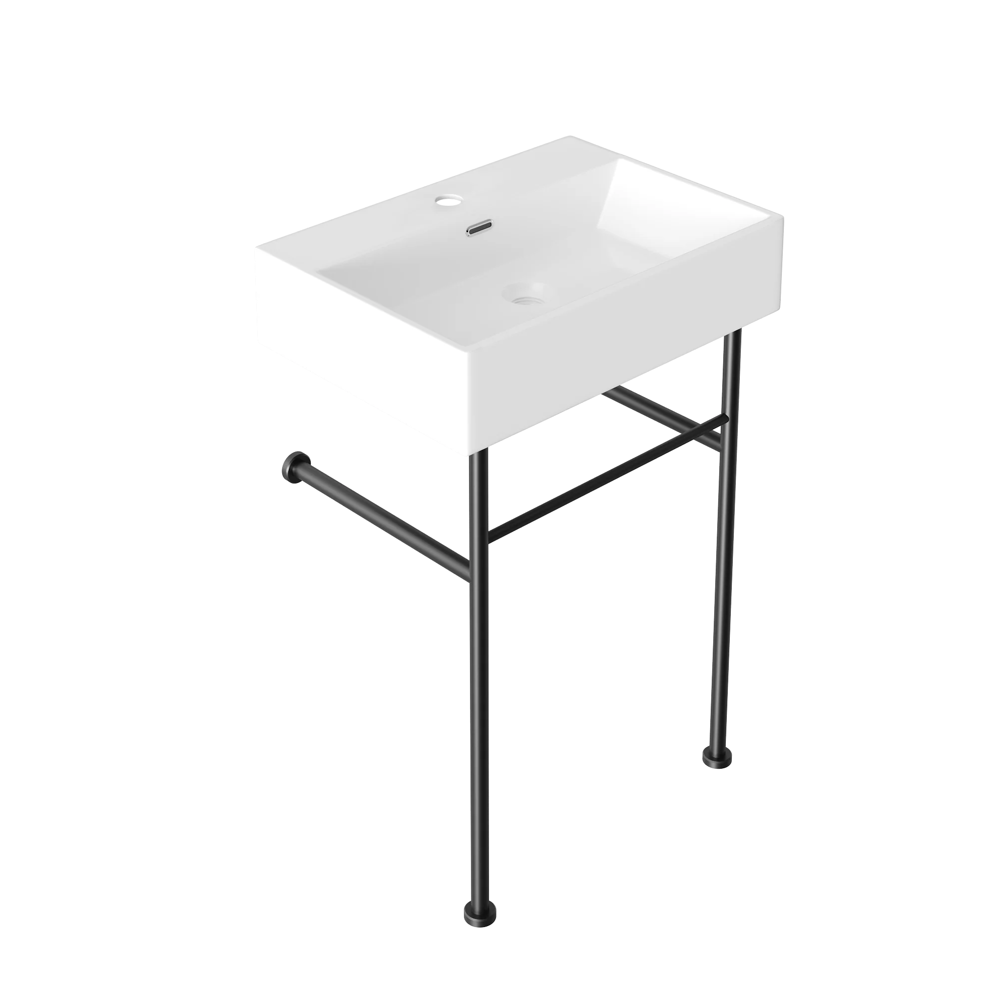 24" Rectangular Console Bathroom Sink, Single Faucet Hole - Image 3