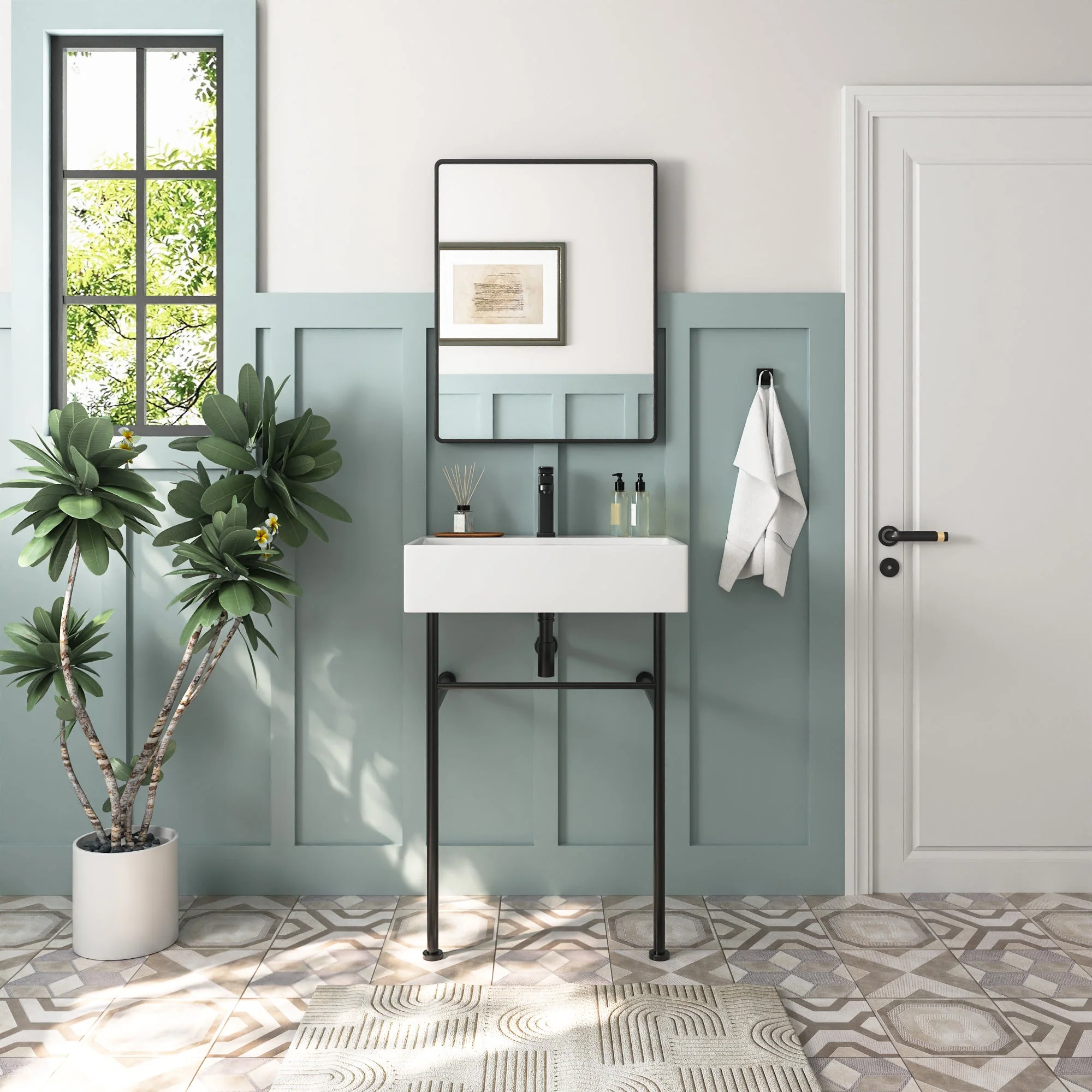 24" Rectangular Console Bathroom Sink, Single Faucet Hole - Image 4