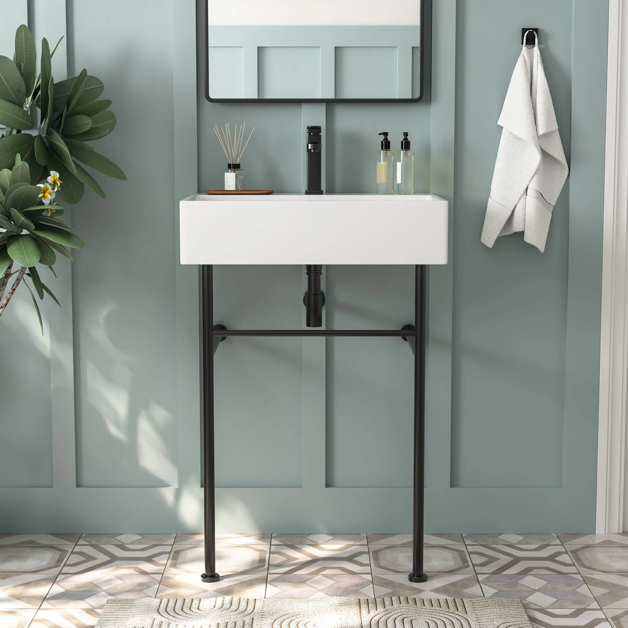 24" Rectangular Console Bathroom Sink, Single Faucet Hole - Image 5
