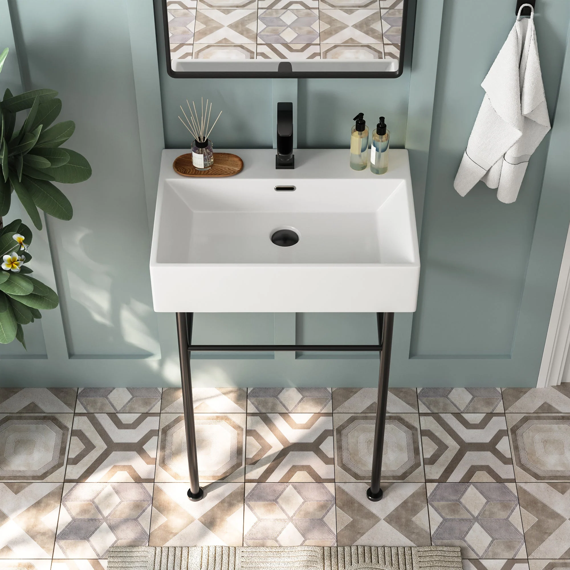 24" Rectangular Console Bathroom Sink, Single Faucet Hole - Image 9
