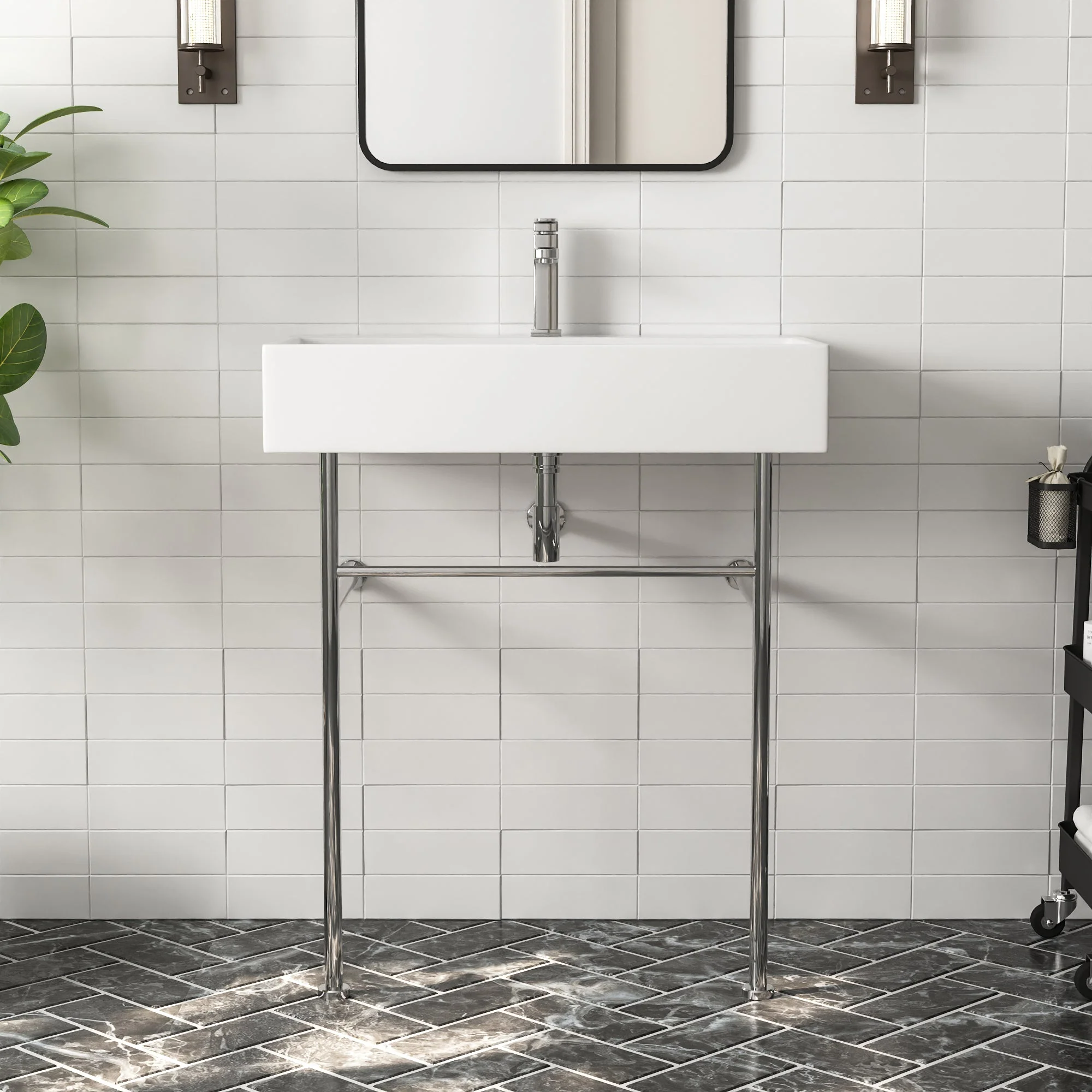 30" Rectangular Console Bathroom Sink, Single Faucet Hole - Image 4