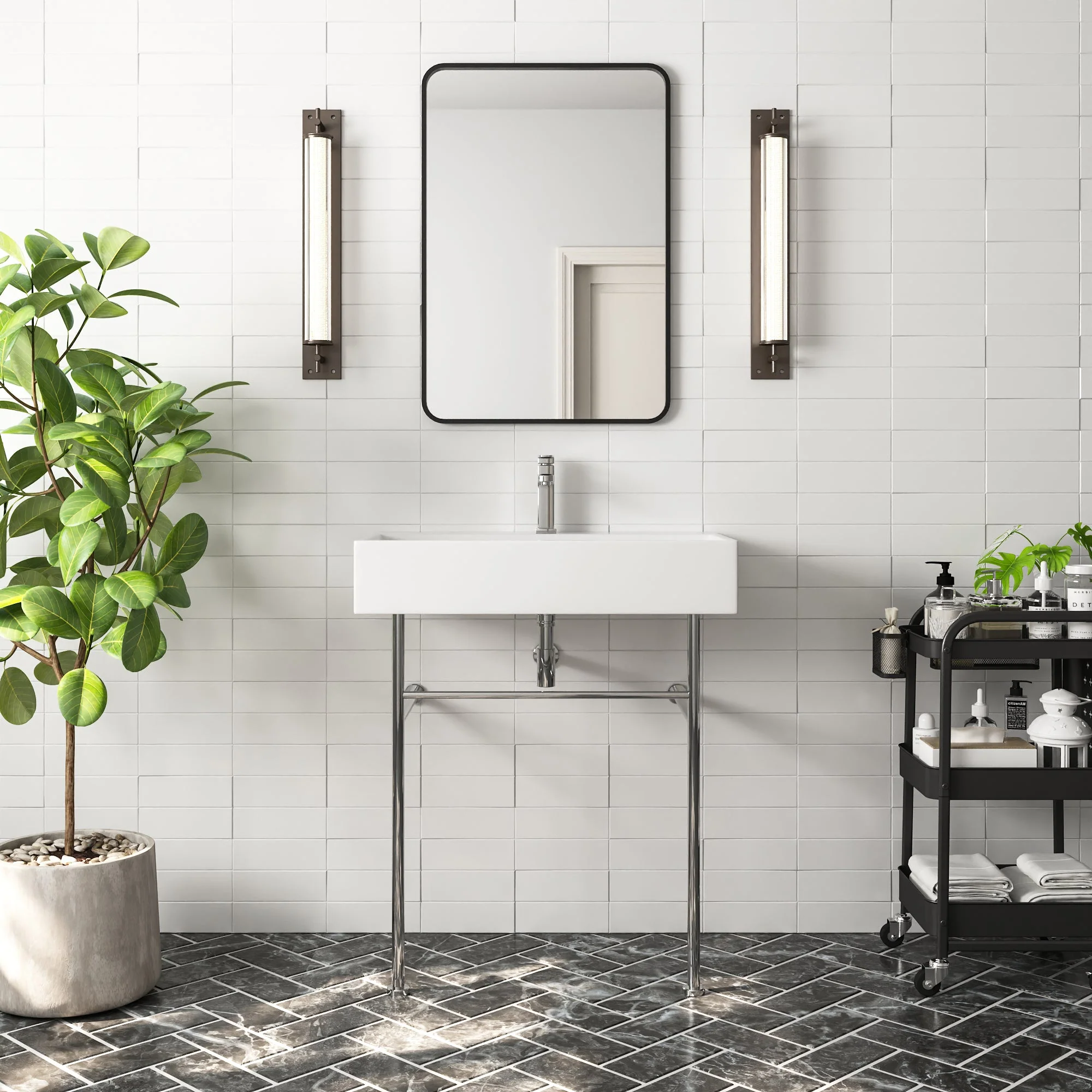 30" Rectangular Console Bathroom Sink, Single Faucet Hole - Image 6