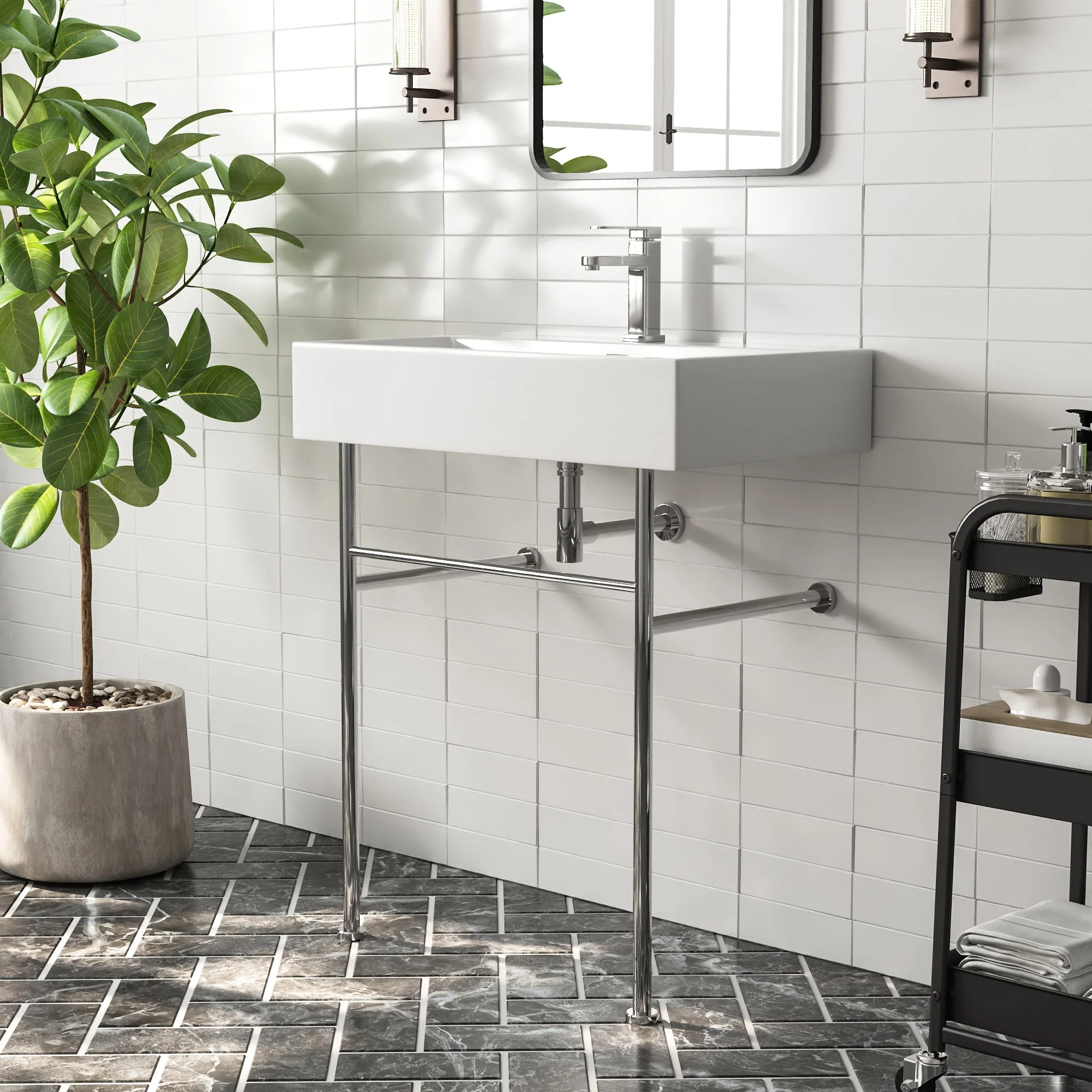 30" Rectangular Console Bathroom Sink, Single Faucet Hole - Image 9