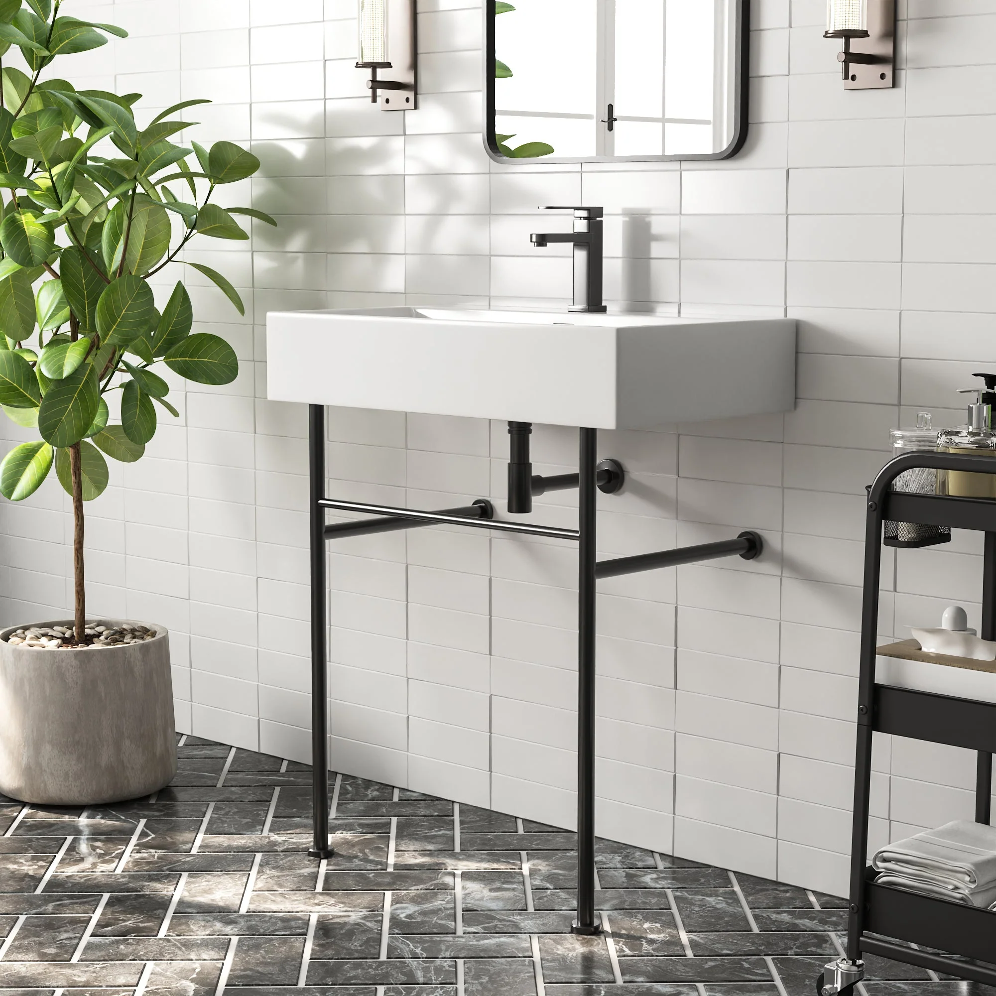 30" Rectangular Console Bathroom Sink, Single Faucet Hole - Image 10