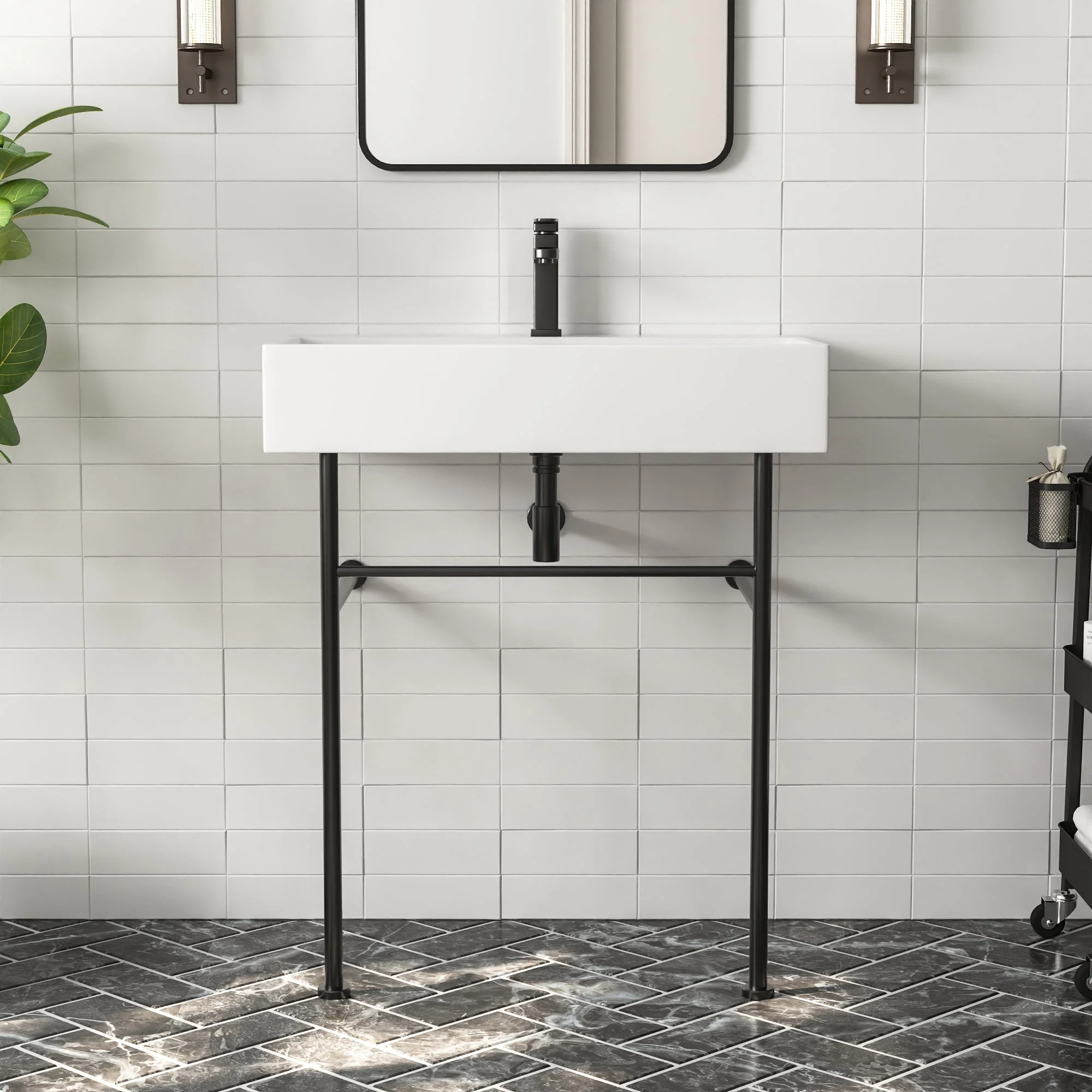 30" Rectangular Console Bathroom Sink, Single Faucet Hole - Image 5