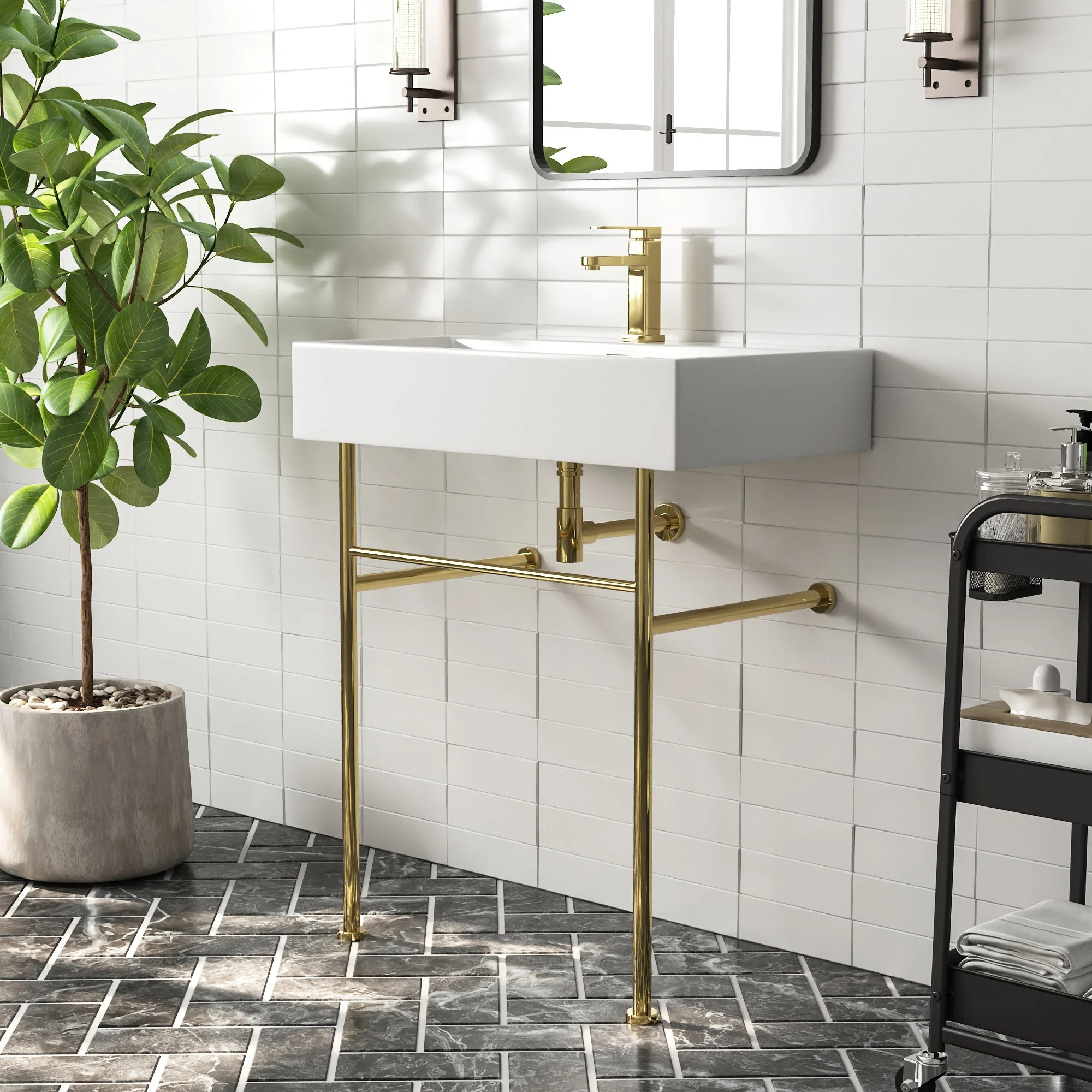 30" Rectangular Console Bathroom Sink, Single Faucet Hole - Image 10