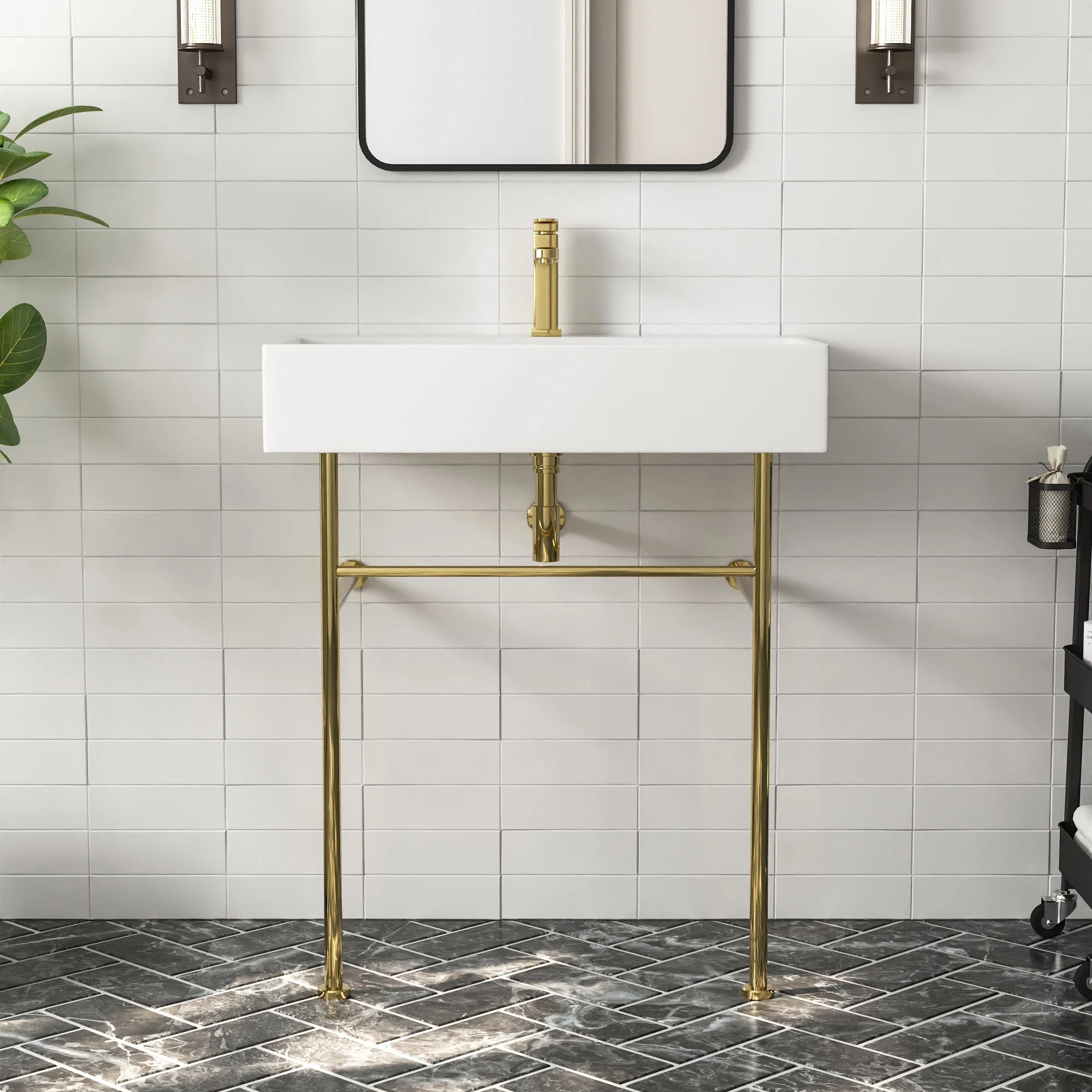 30" Rectangular Console Bathroom Sink, Single Faucet Hole - Image 5